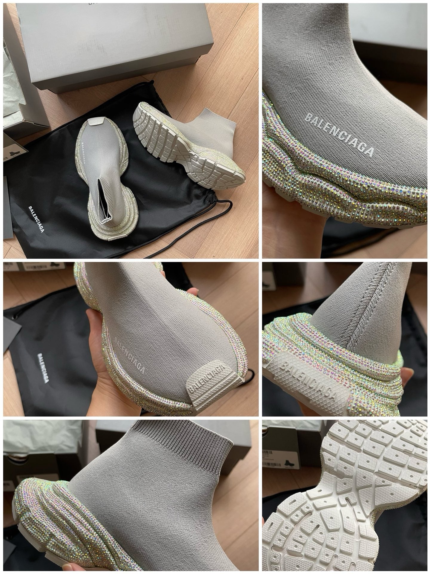 Schwarze, weiße, khakifarbene und graue Schuhe