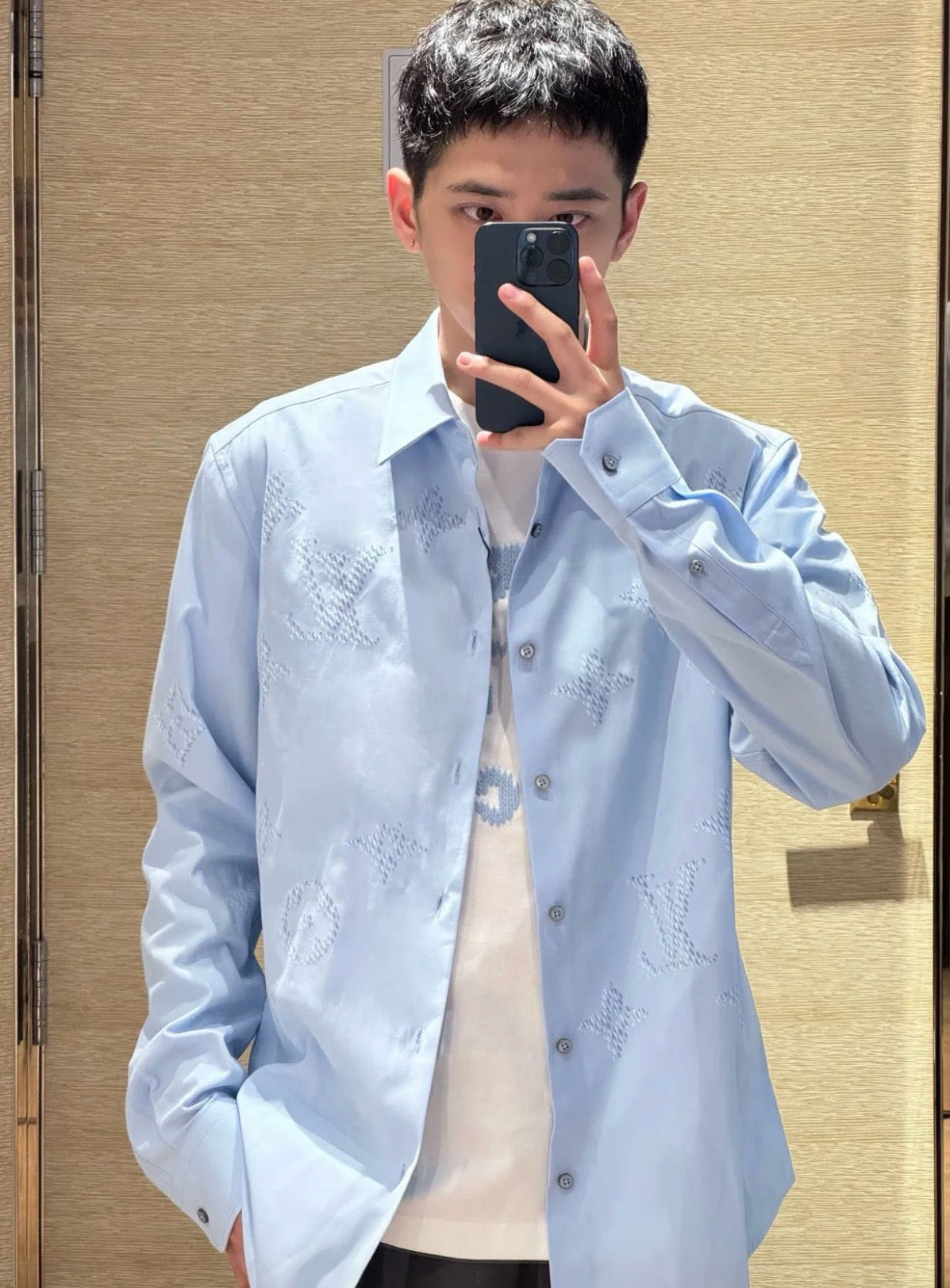 White and Sky blue Shirt