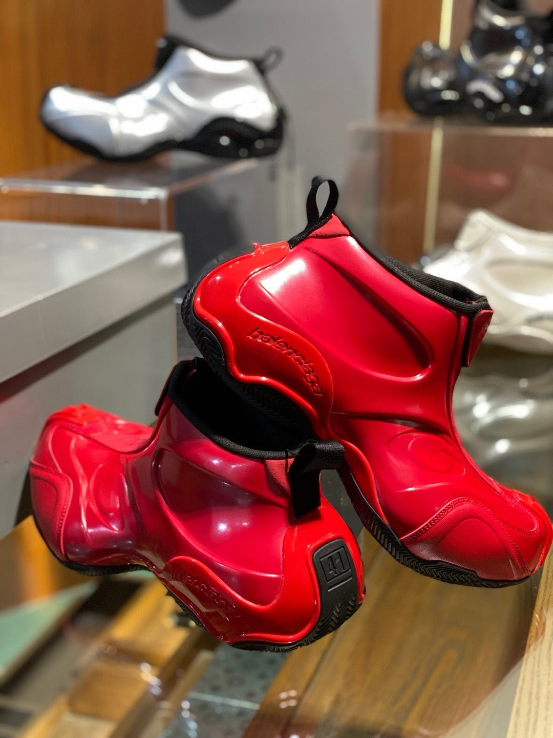 Red and White black Shoes