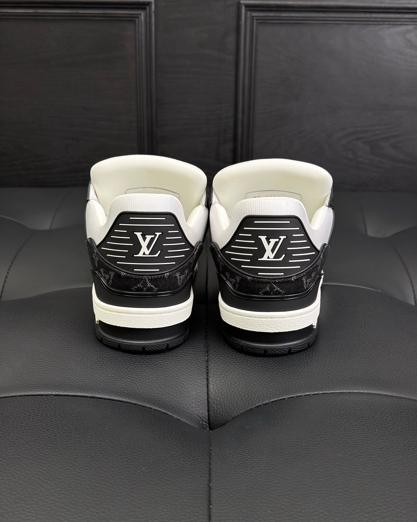 White blue and White Black Shoes