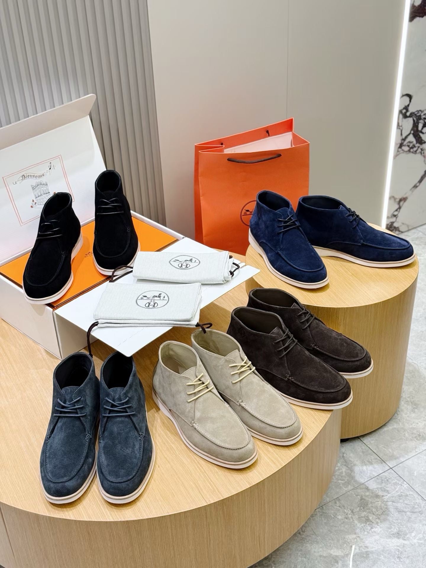 Brown and Blue Shoes