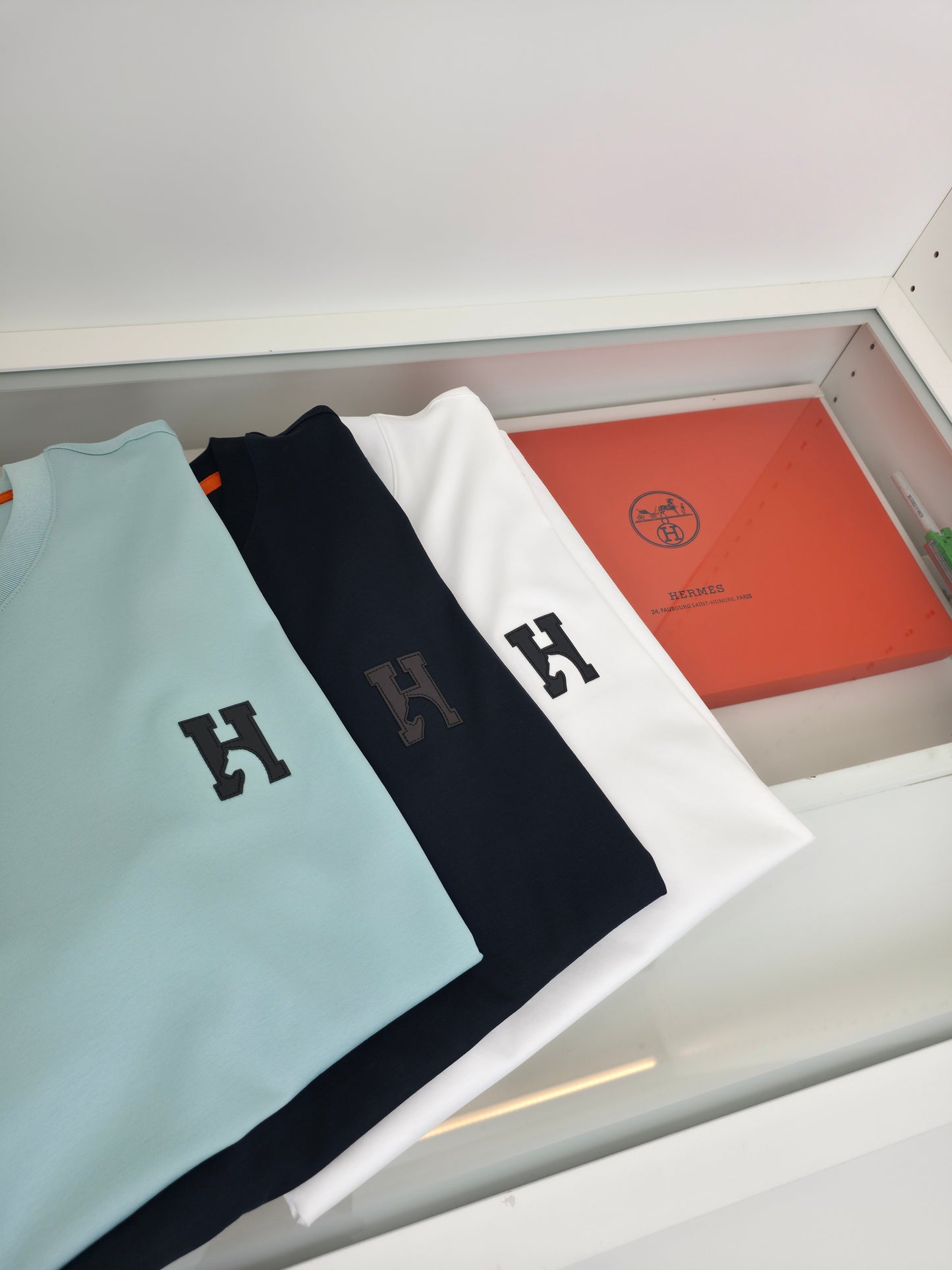 White, Sky blue and Black T-Shirt