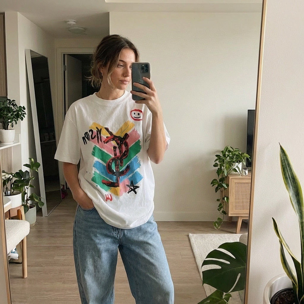 White and Black T-shirt
