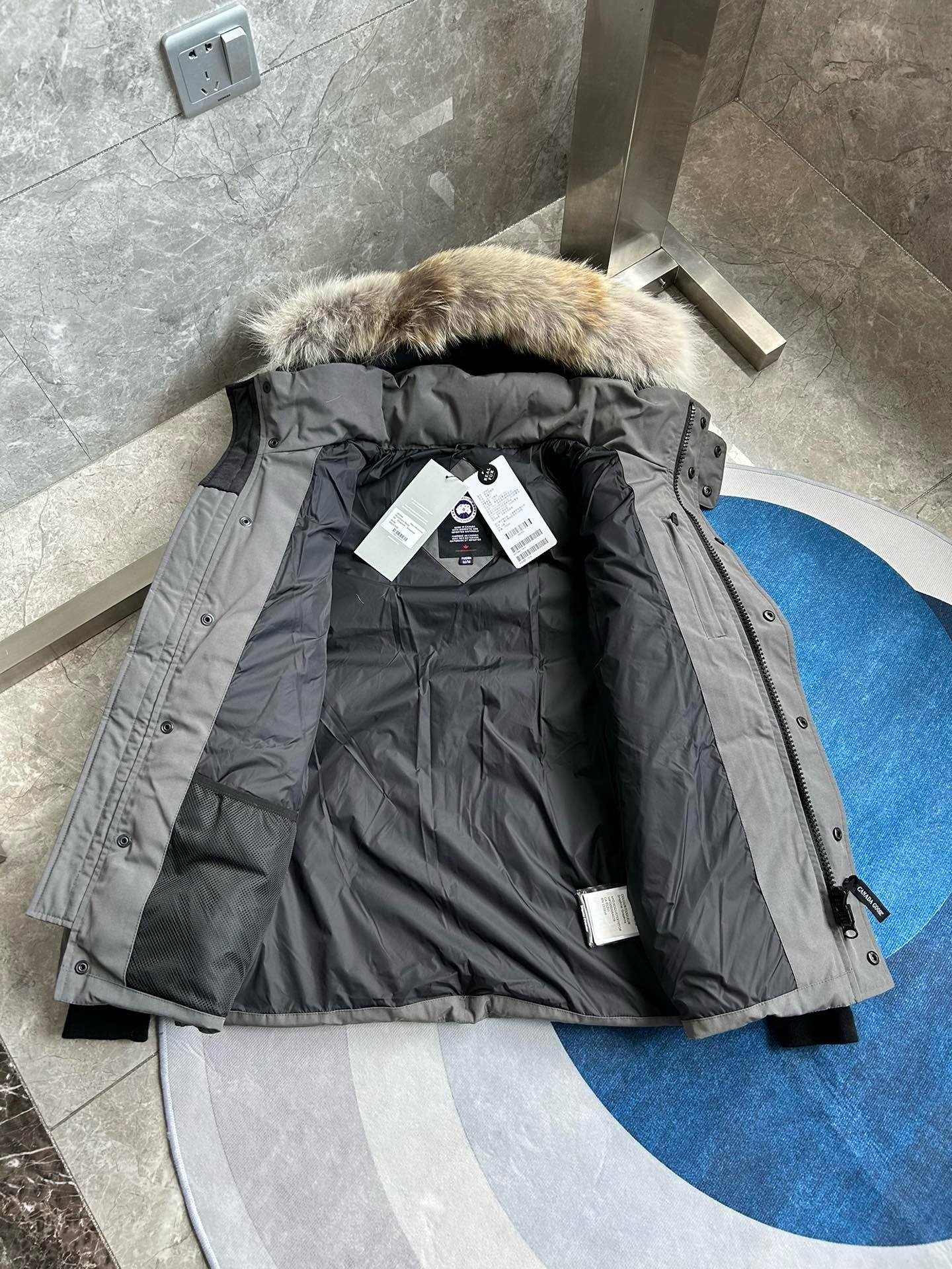 White, Grey, Blue and Black Jacket - FashionHype.xyz