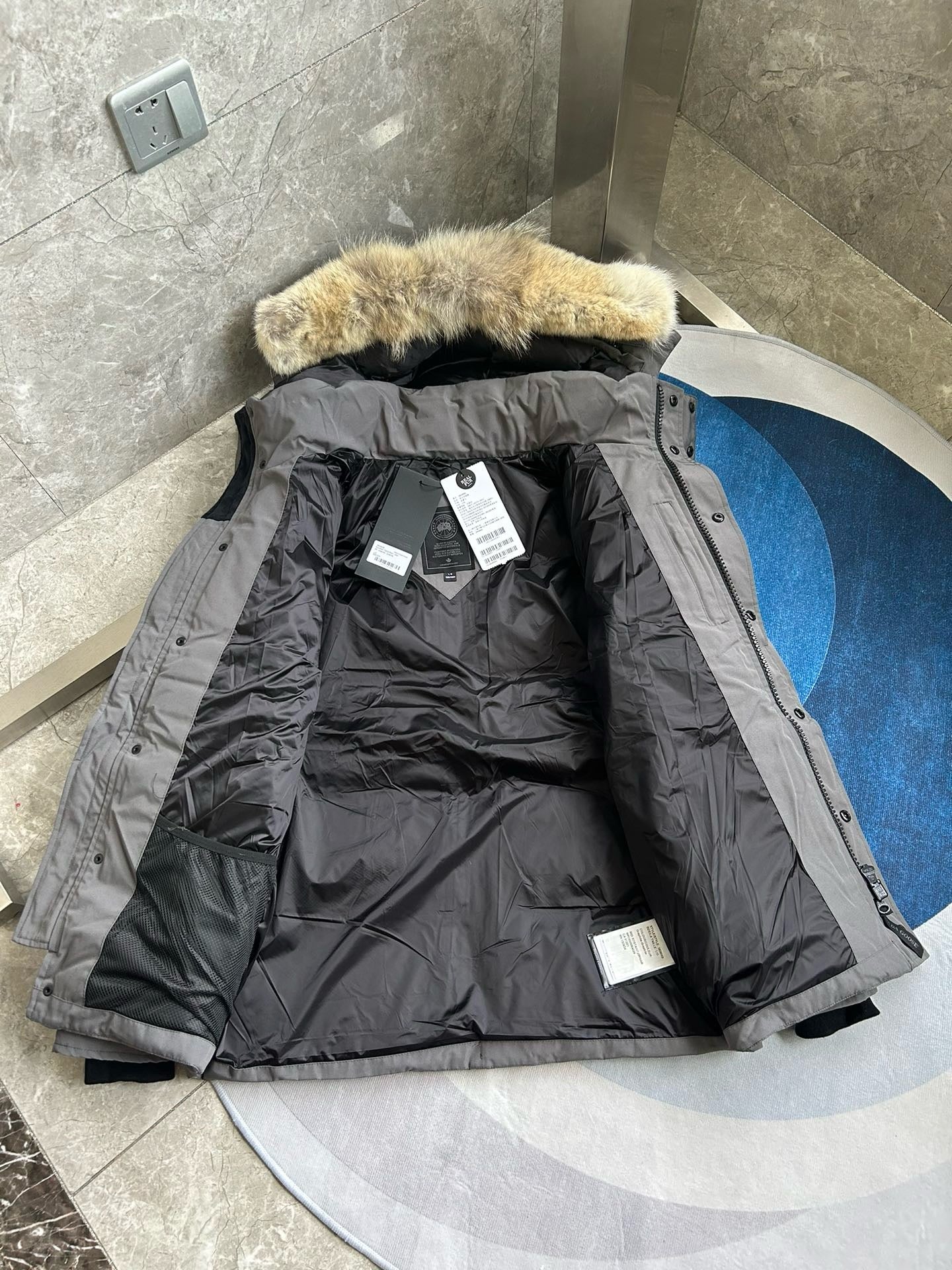 White, Grey, Blue and Black Jacket - FashionHype.xyz