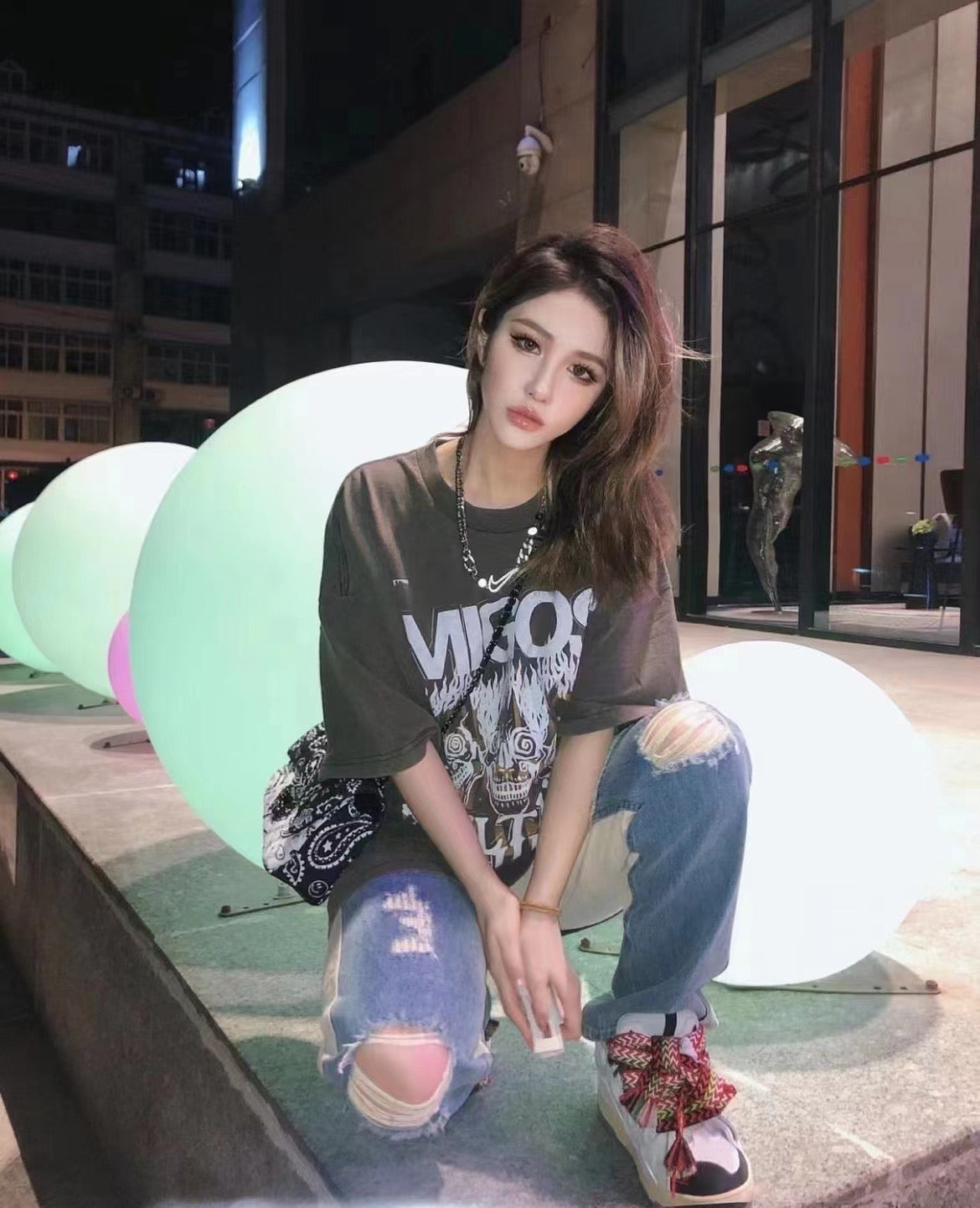 White and Beige grey T-shirt - FashionHype.xyz