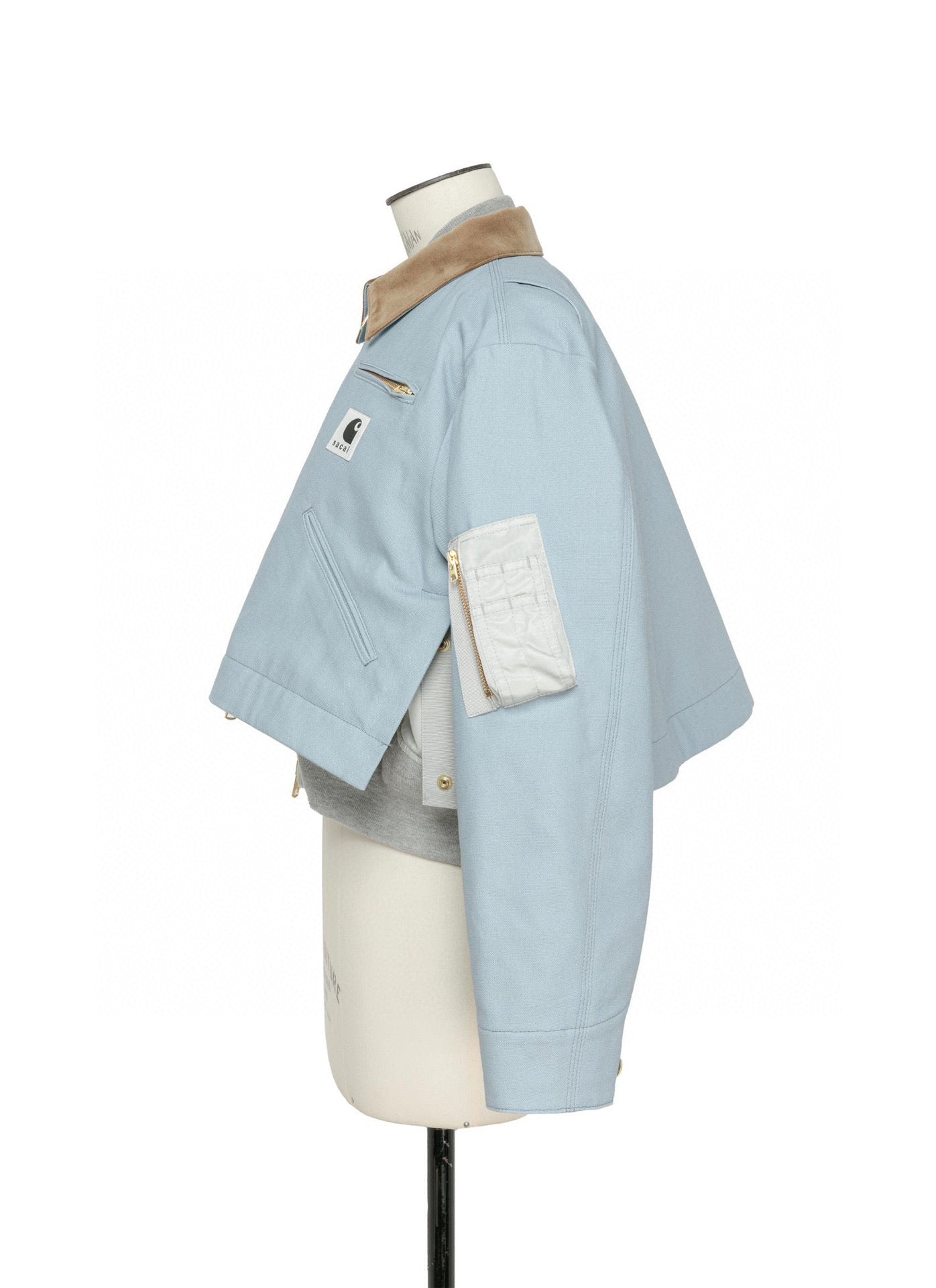 Jacke in Schwarz, Khaki und Hellblau