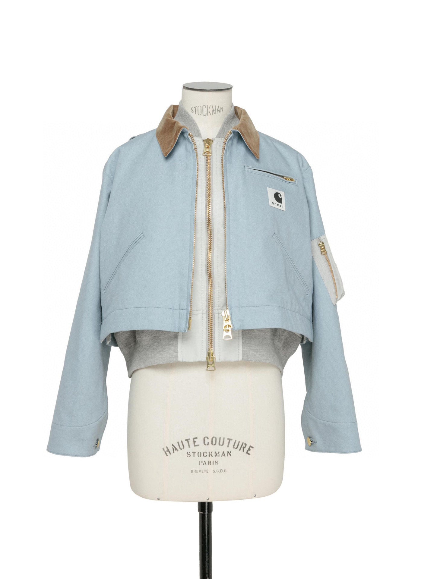 Jacke in Schwarz, Khaki und Hellblau