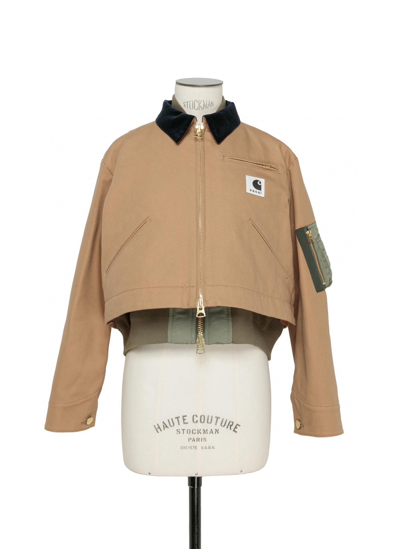 Jacke in Schwarz, Khaki und Hellblau