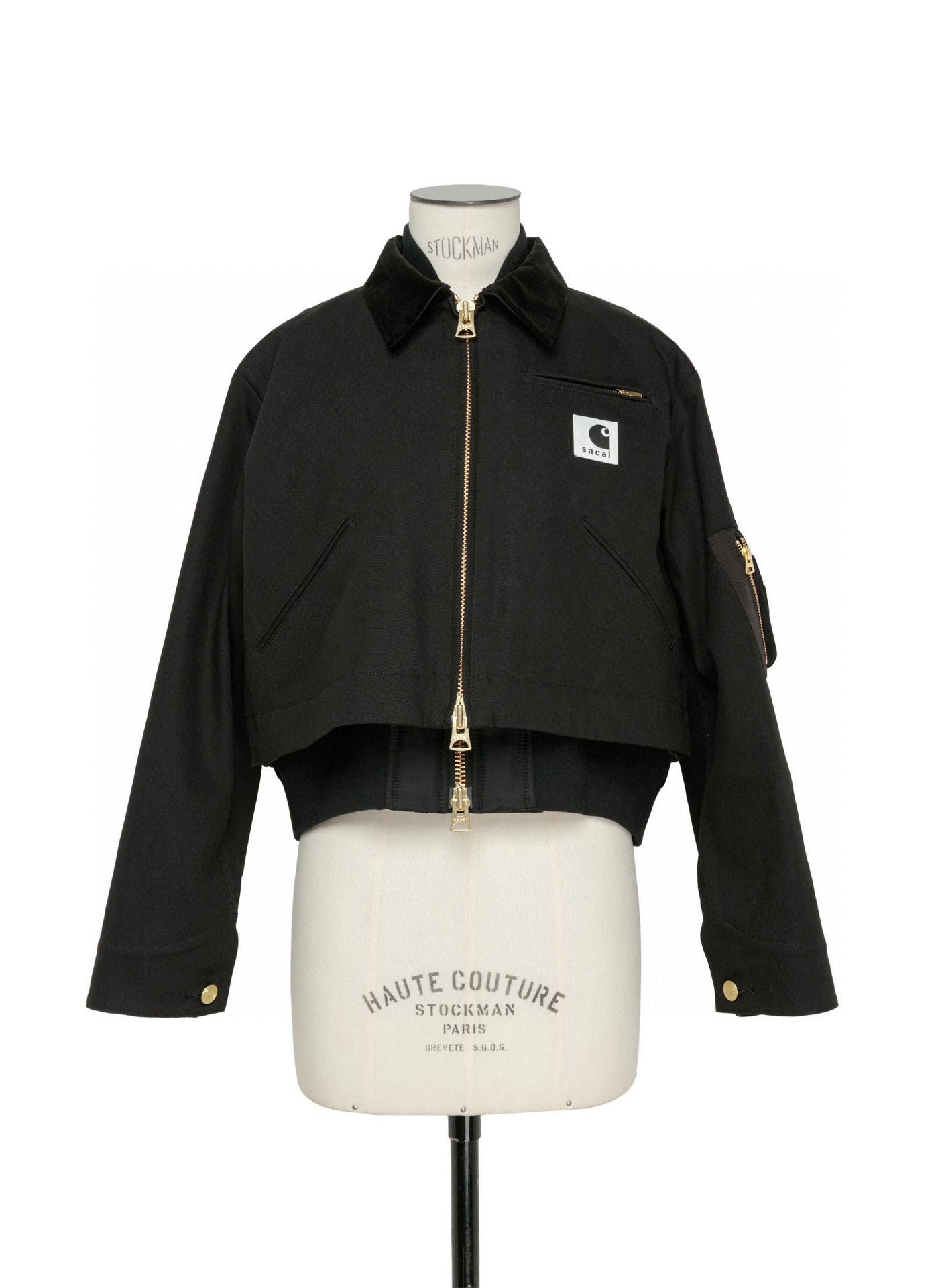 Jacke in Schwarz, Khaki und Hellblau