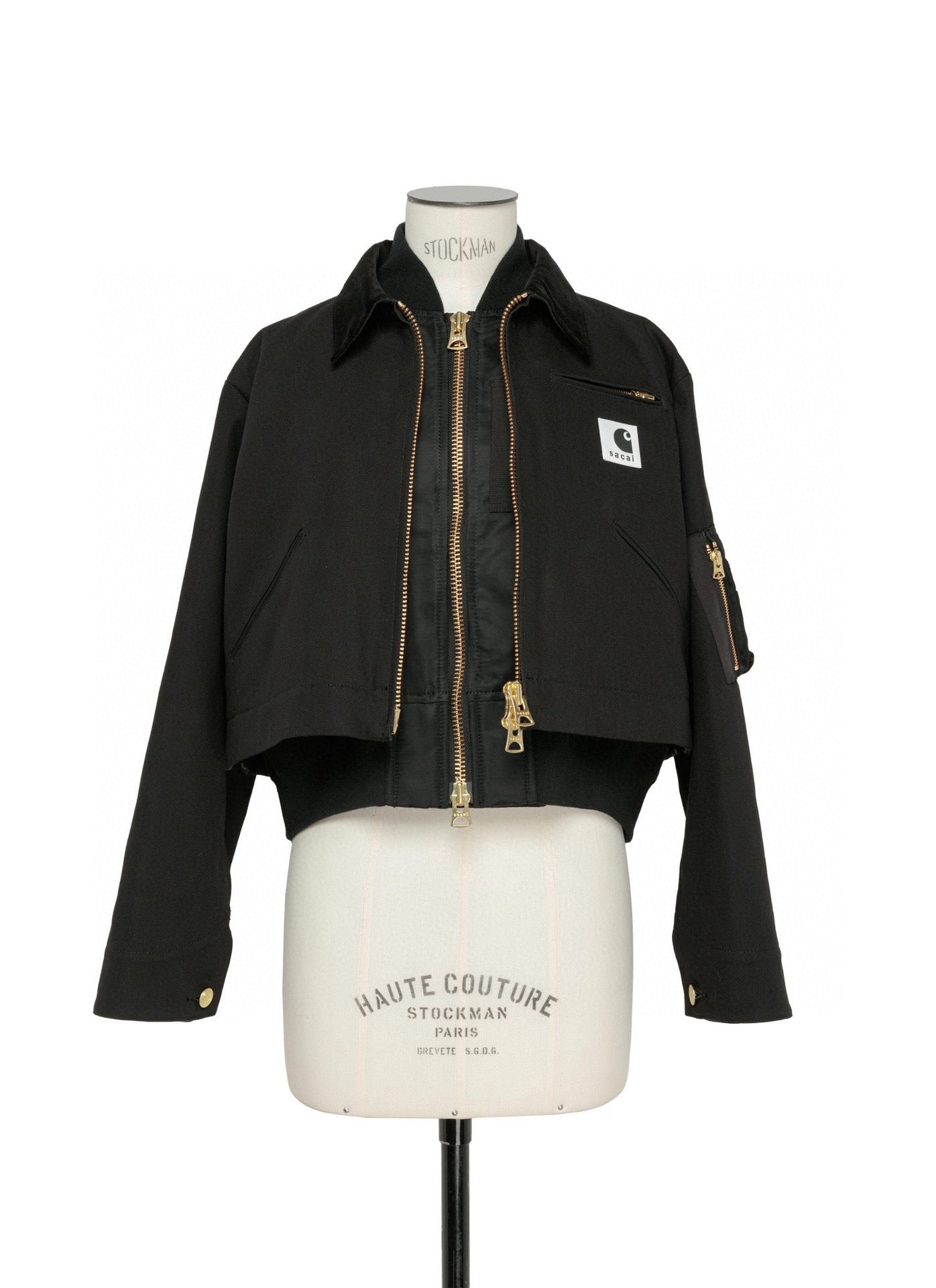 Jacke in Schwarz, Khaki und Hellblau