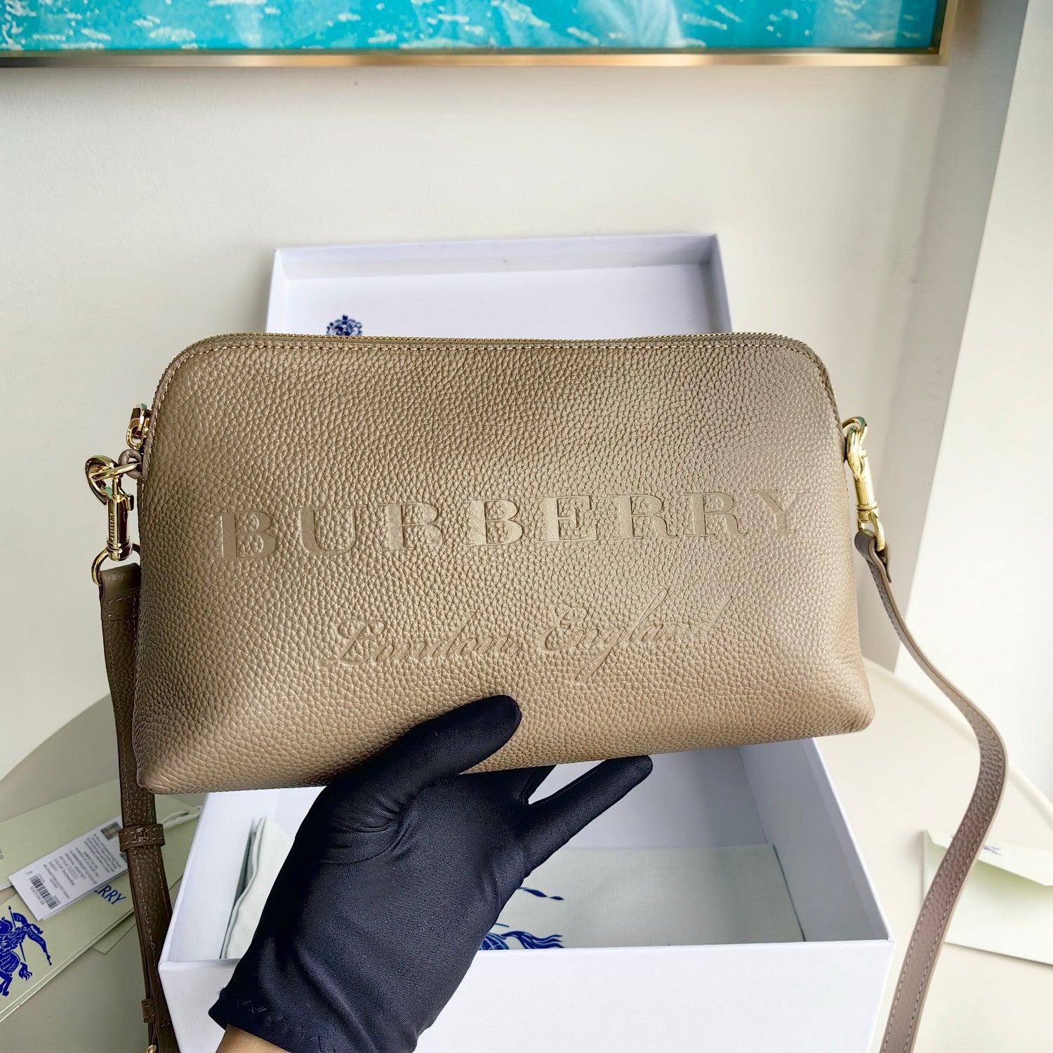 Khaki, Blau und Schwarz Tasche