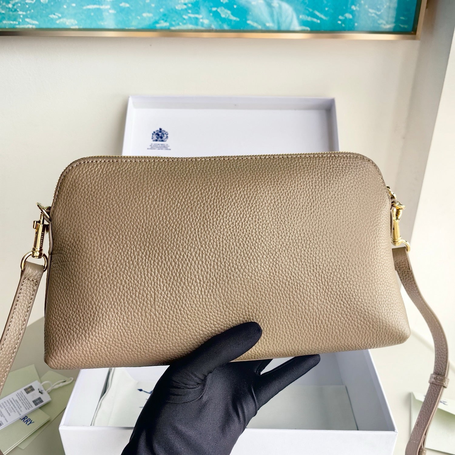 Khaki, Blau und Schwarz Tasche