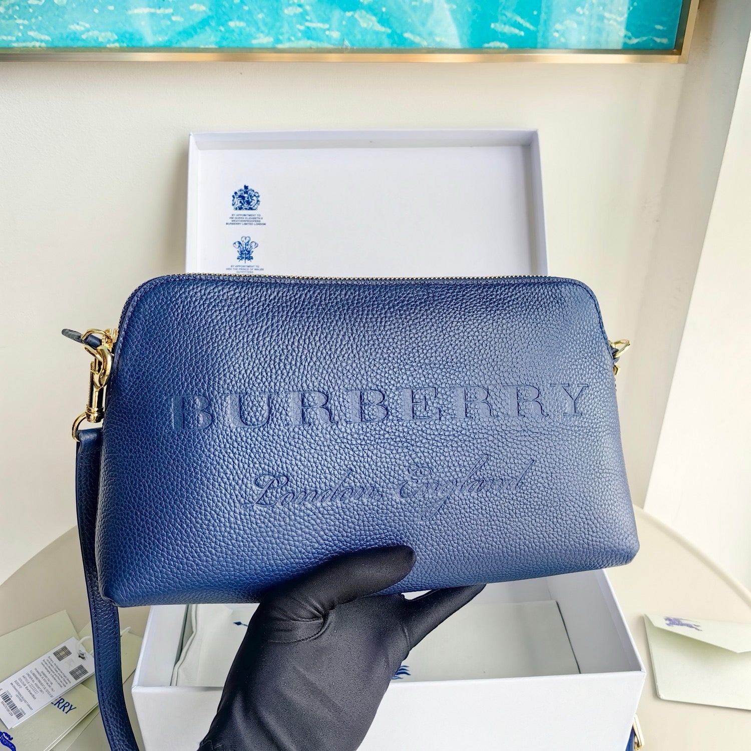 Khaki, Blau und Schwarz Tasche