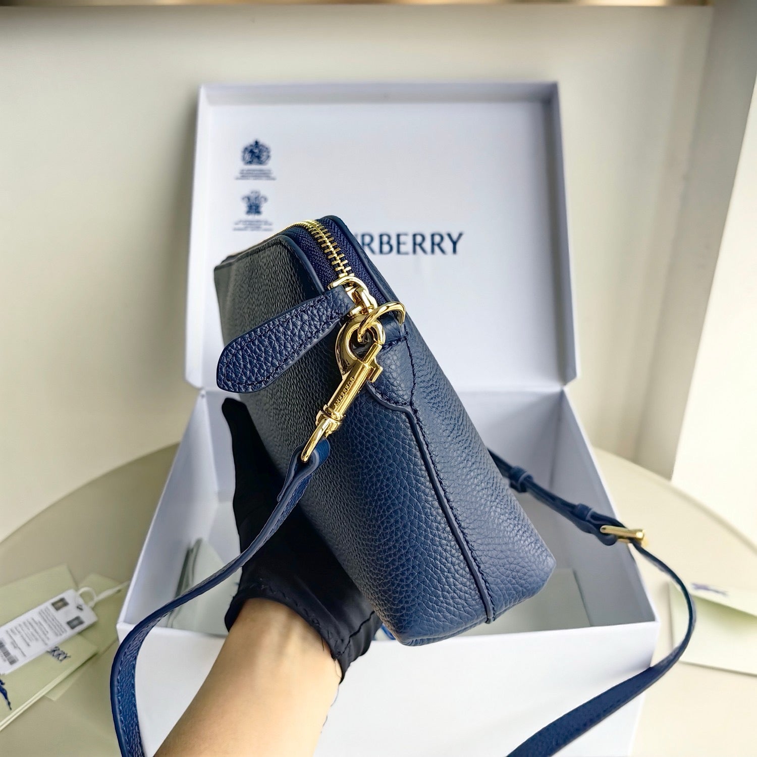 Khaki, Blau und Schwarz Tasche