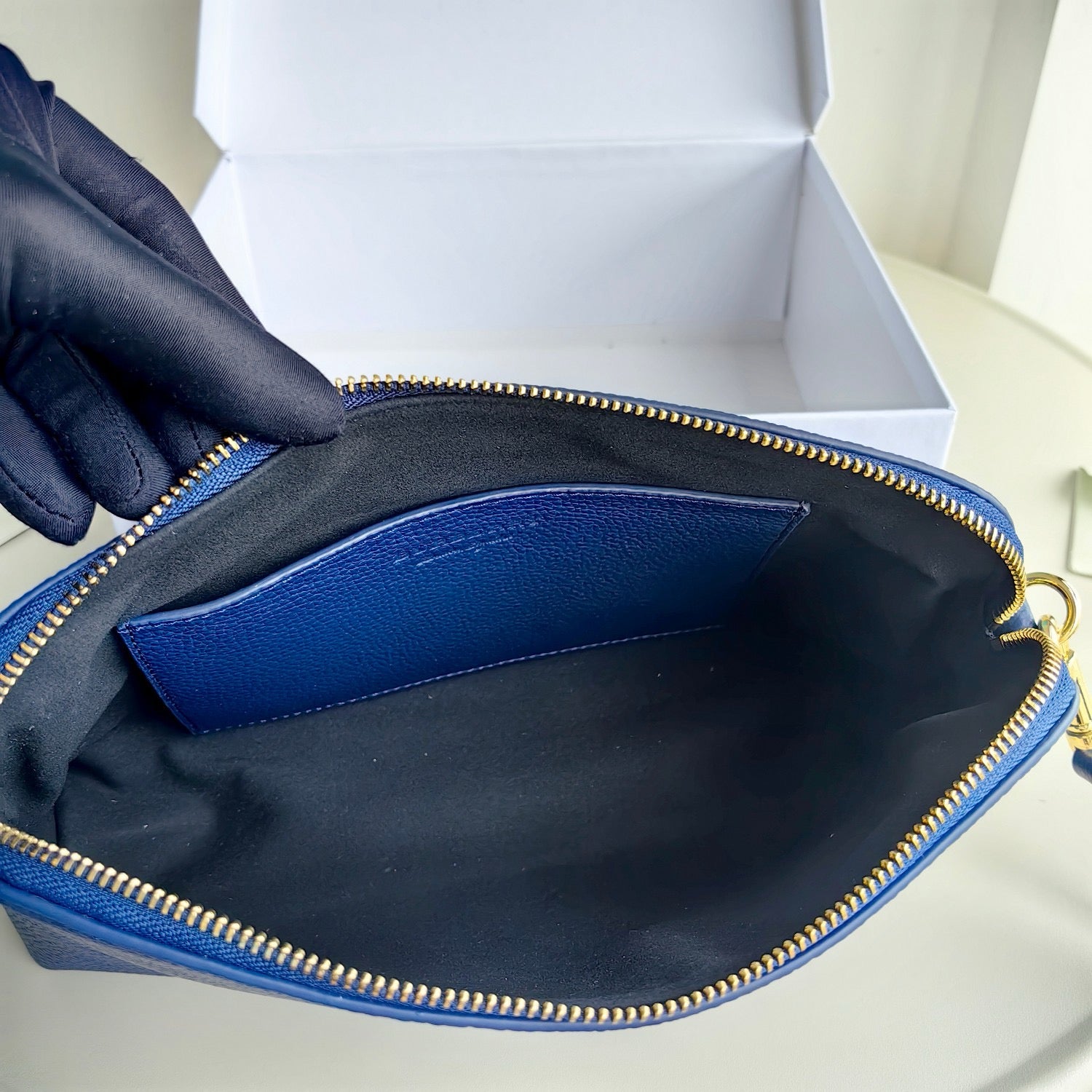 Khaki, Blau und Schwarz Tasche