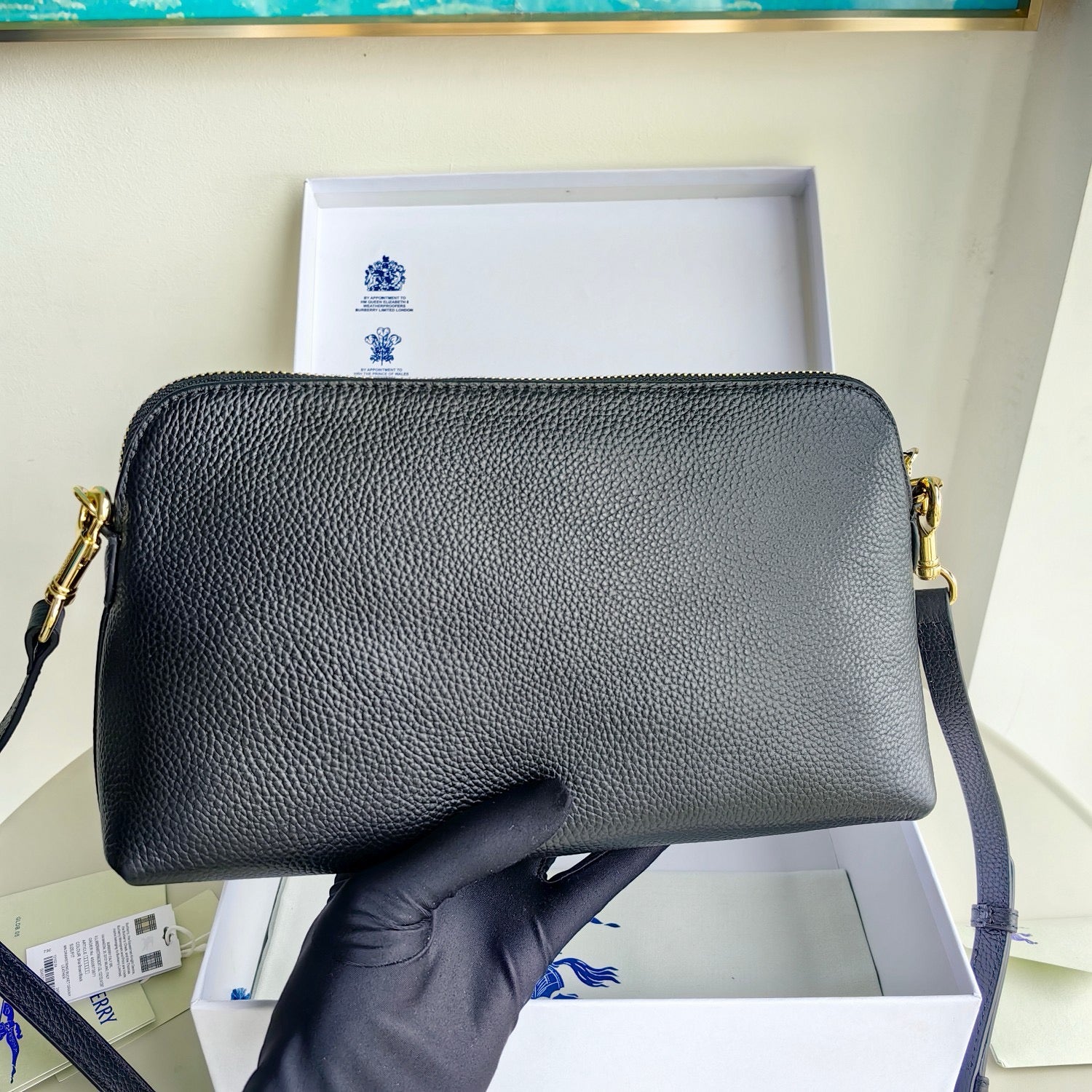 Khaki, Blau und Schwarz Tasche