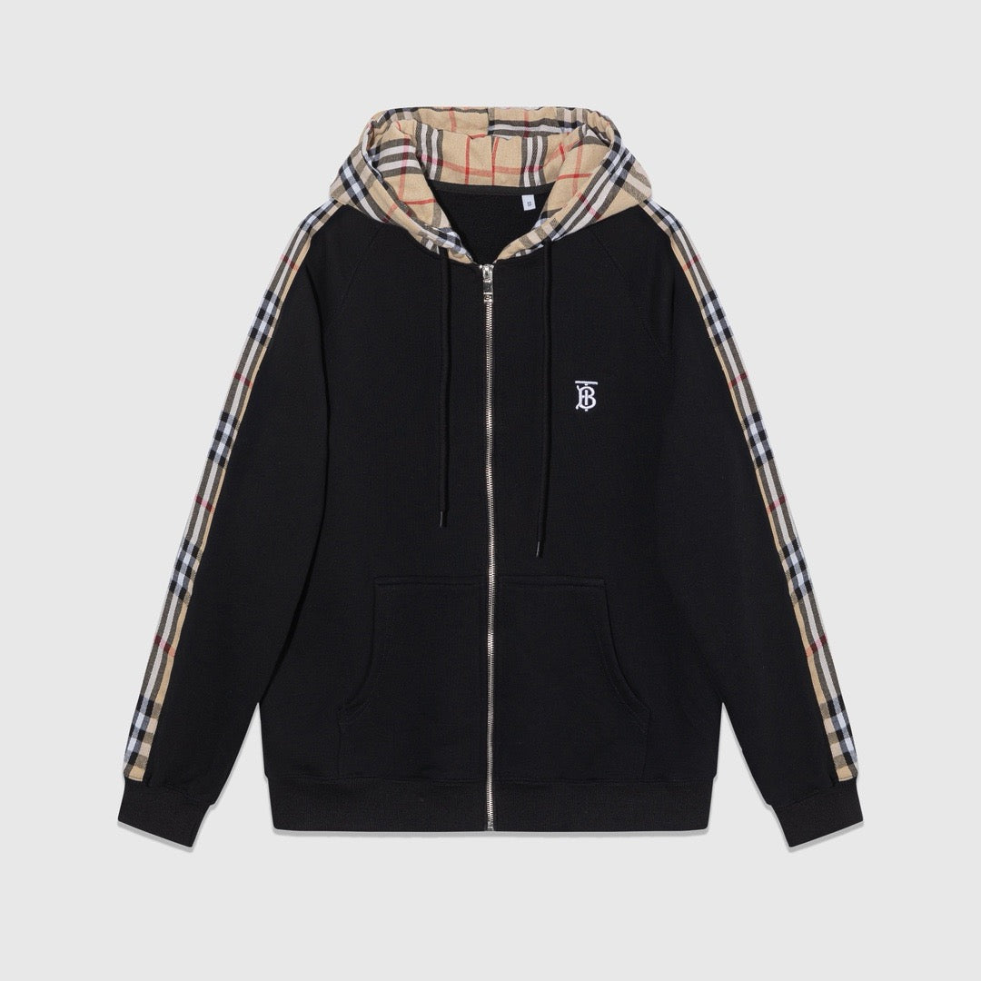 Schwarz-grauer Kapuzenpullover