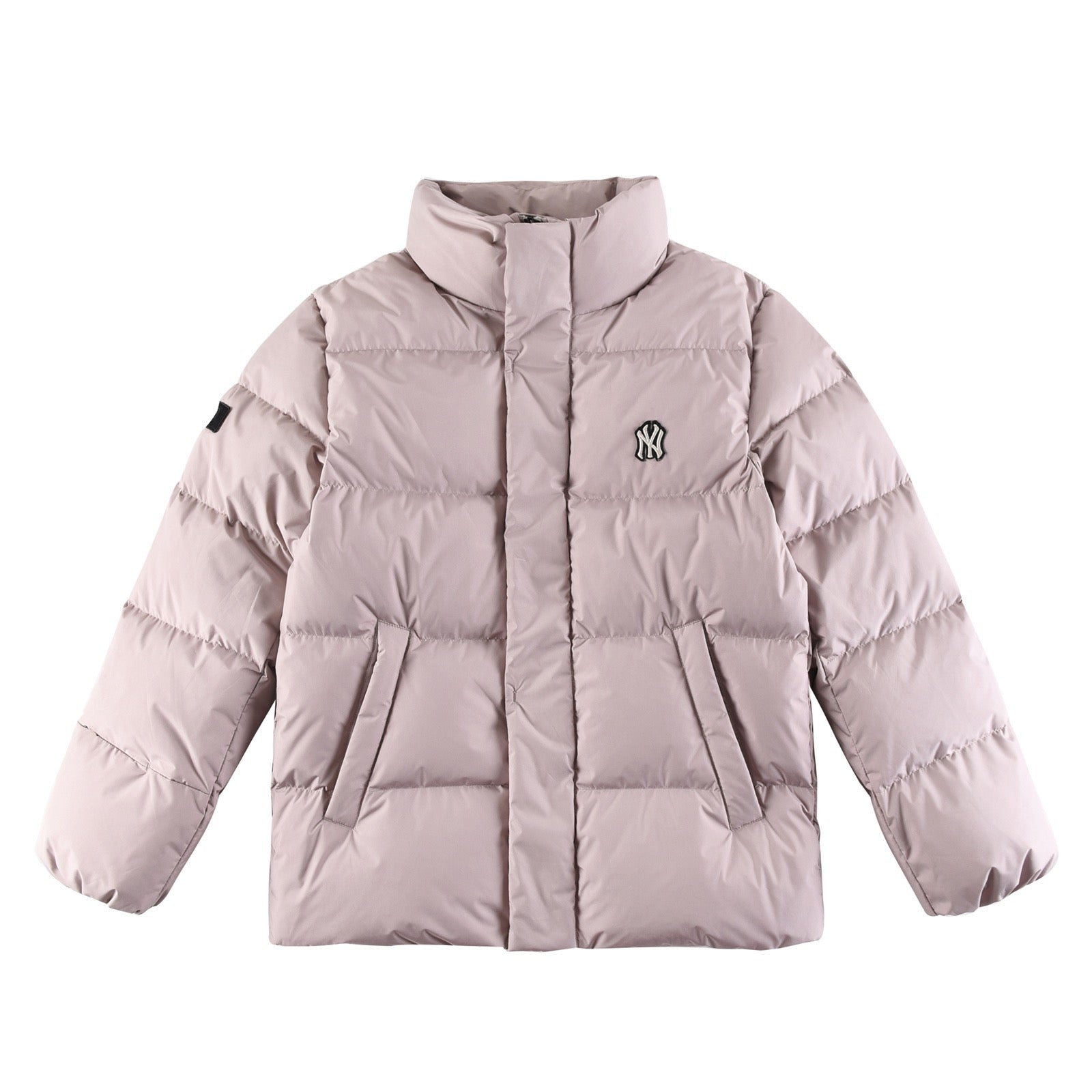 Schwarze, graue, rosa und weiße Jacke