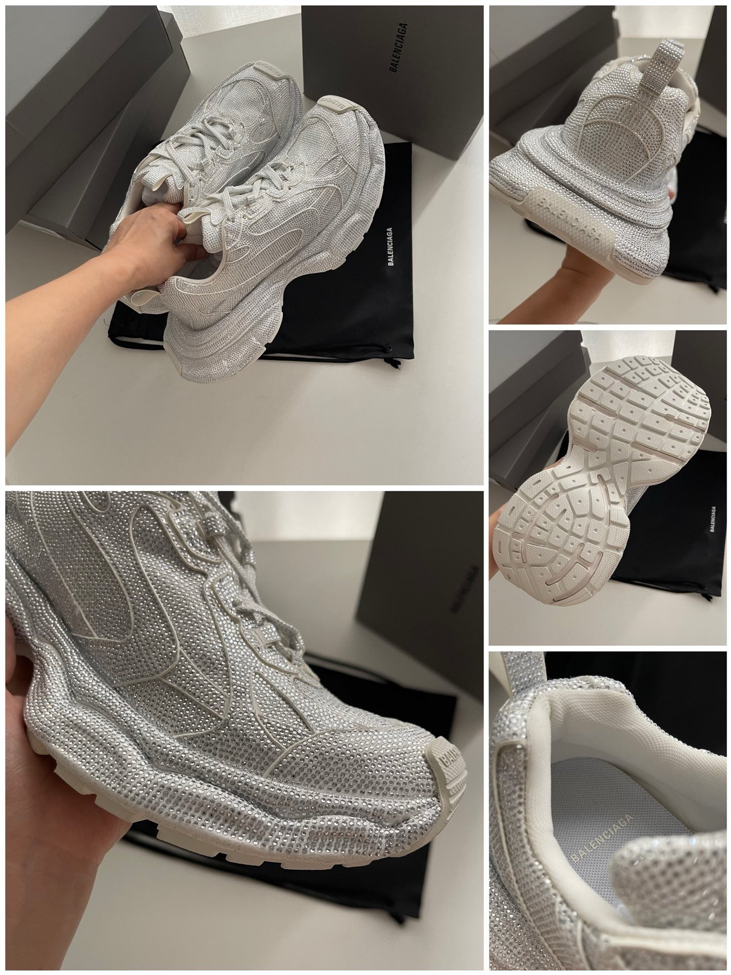 Schwarze, khakifarbene und weiße Schuhe