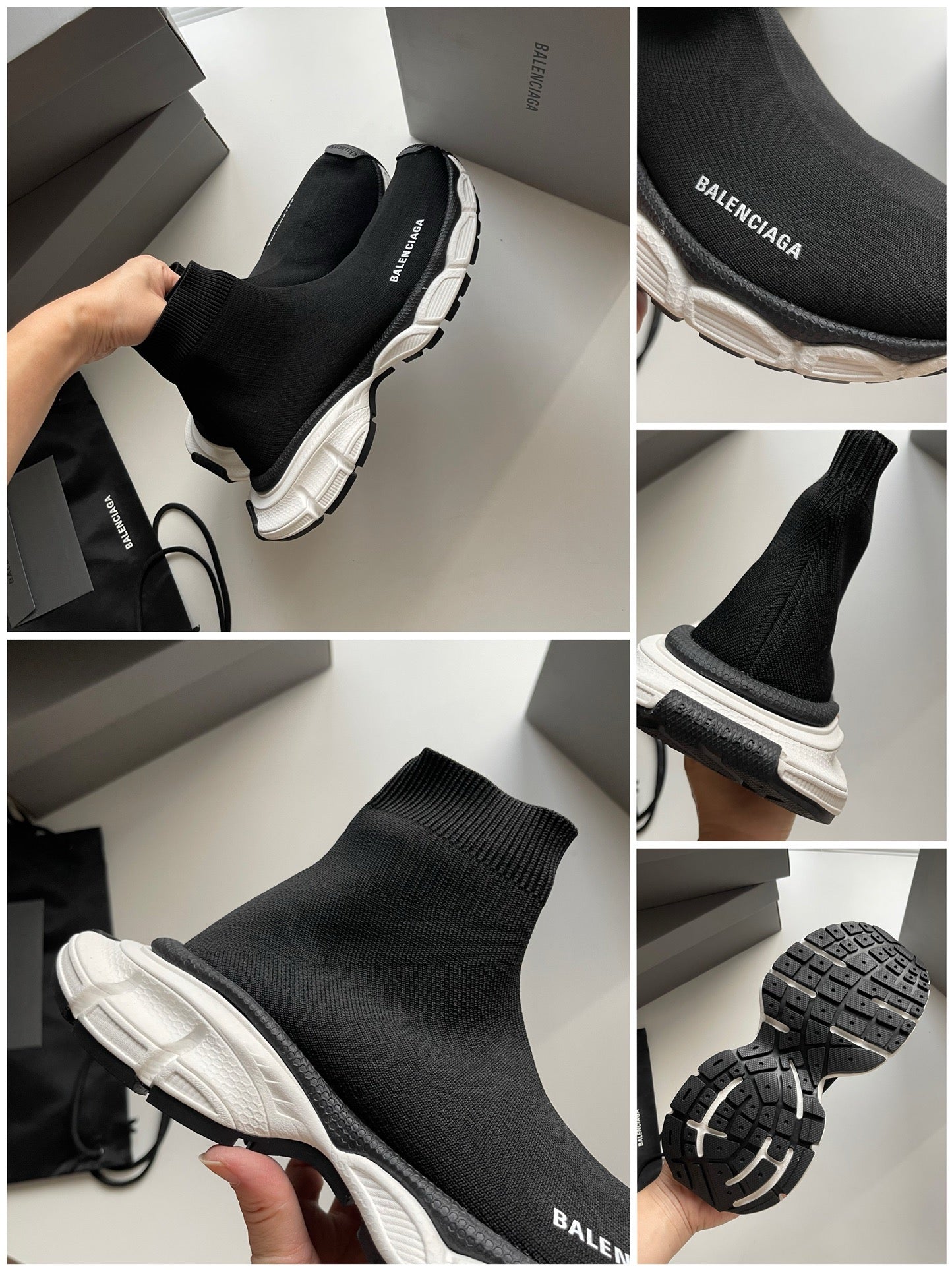 Schwarze und khakifarbene Schuhe