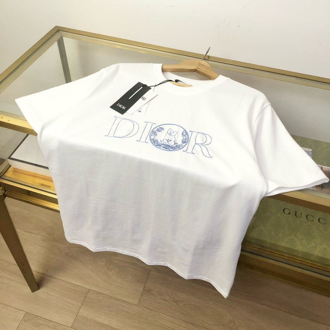 Himmelblaues und weißes T-Shirt