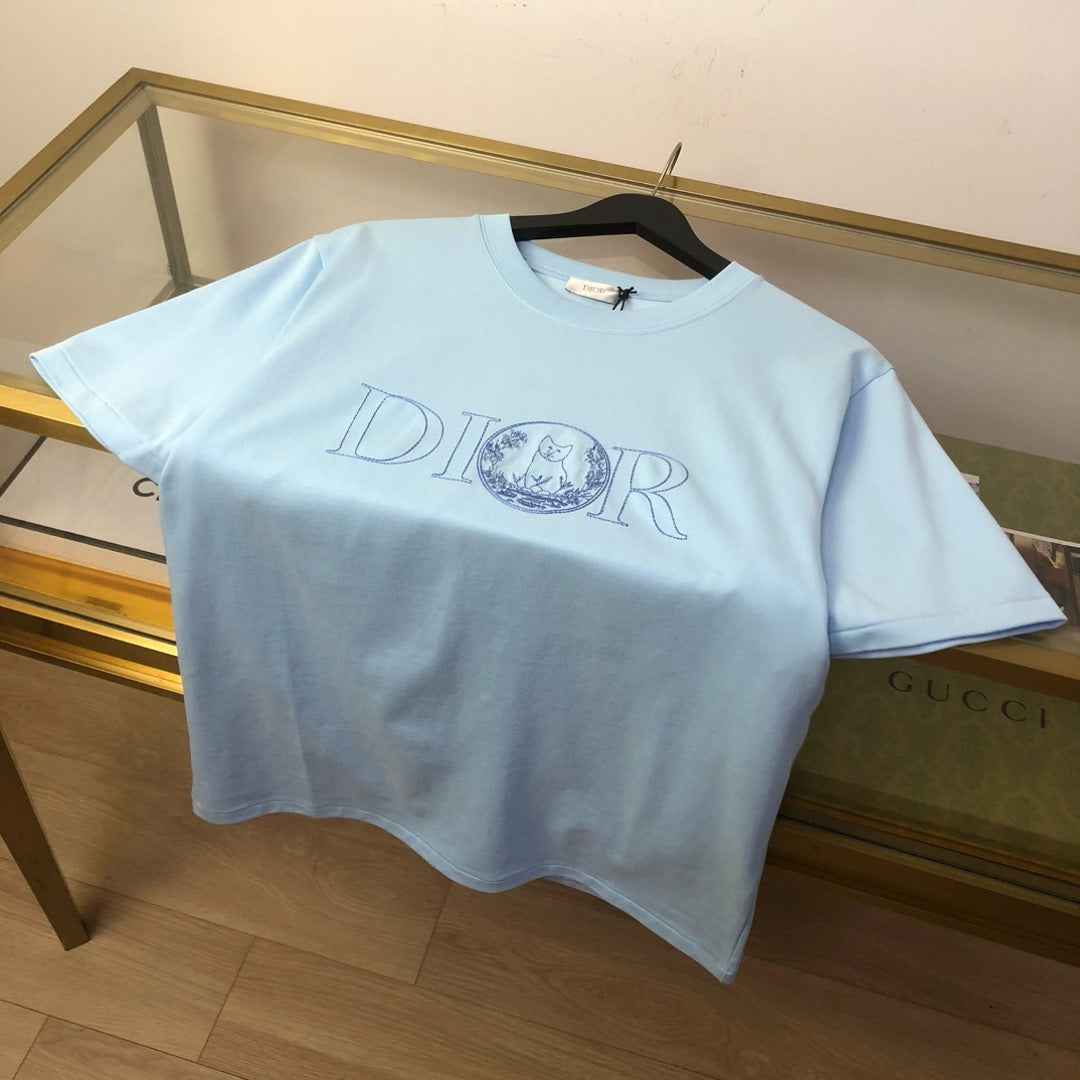 Himmelblaues und weißes T-Shirt