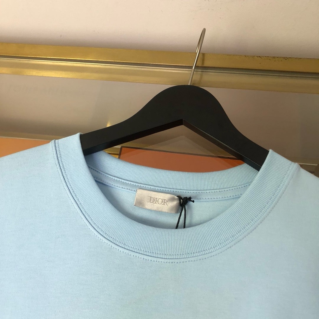 Himmelblaues und weißes T-Shirt