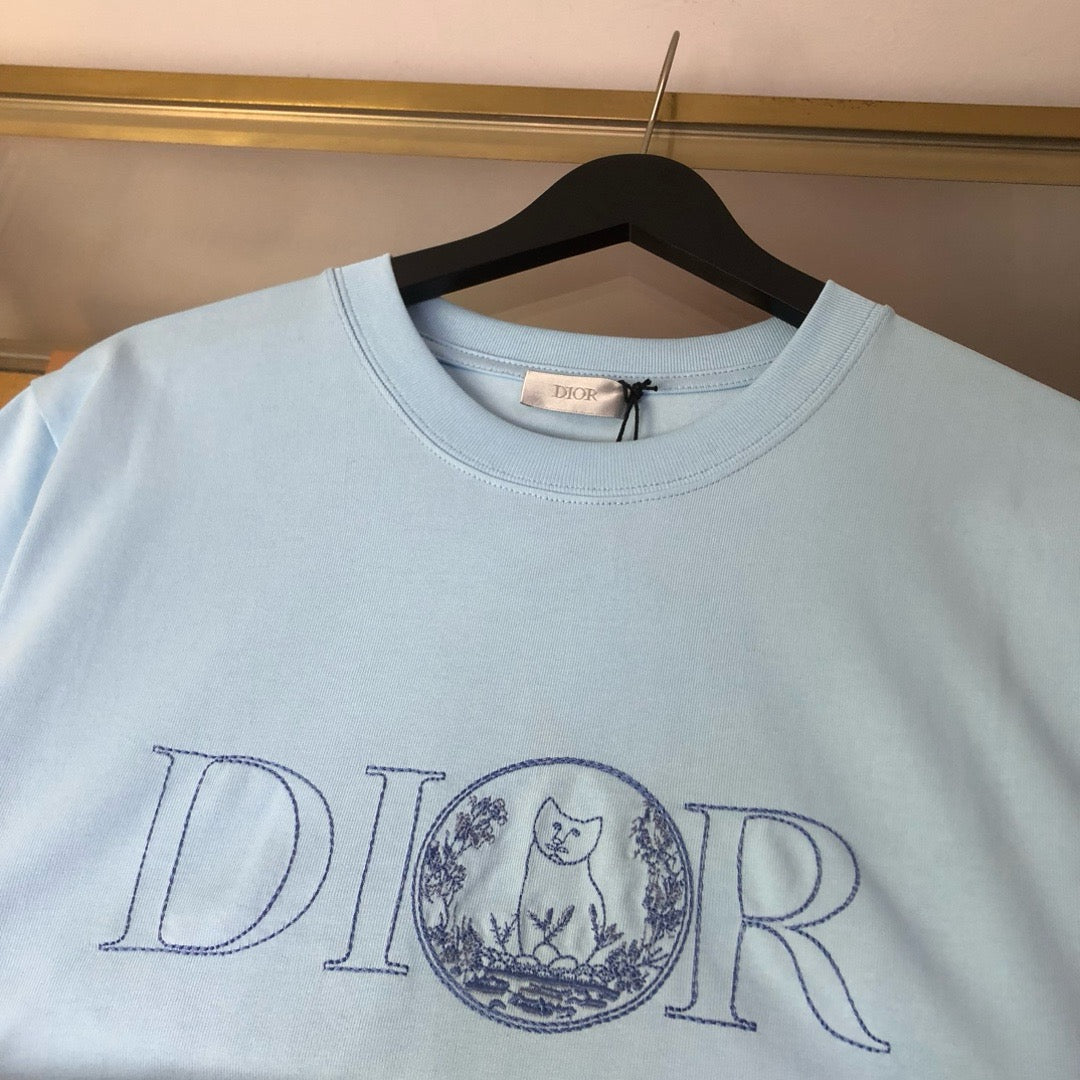 Himmelblaues und weißes T-Shirt