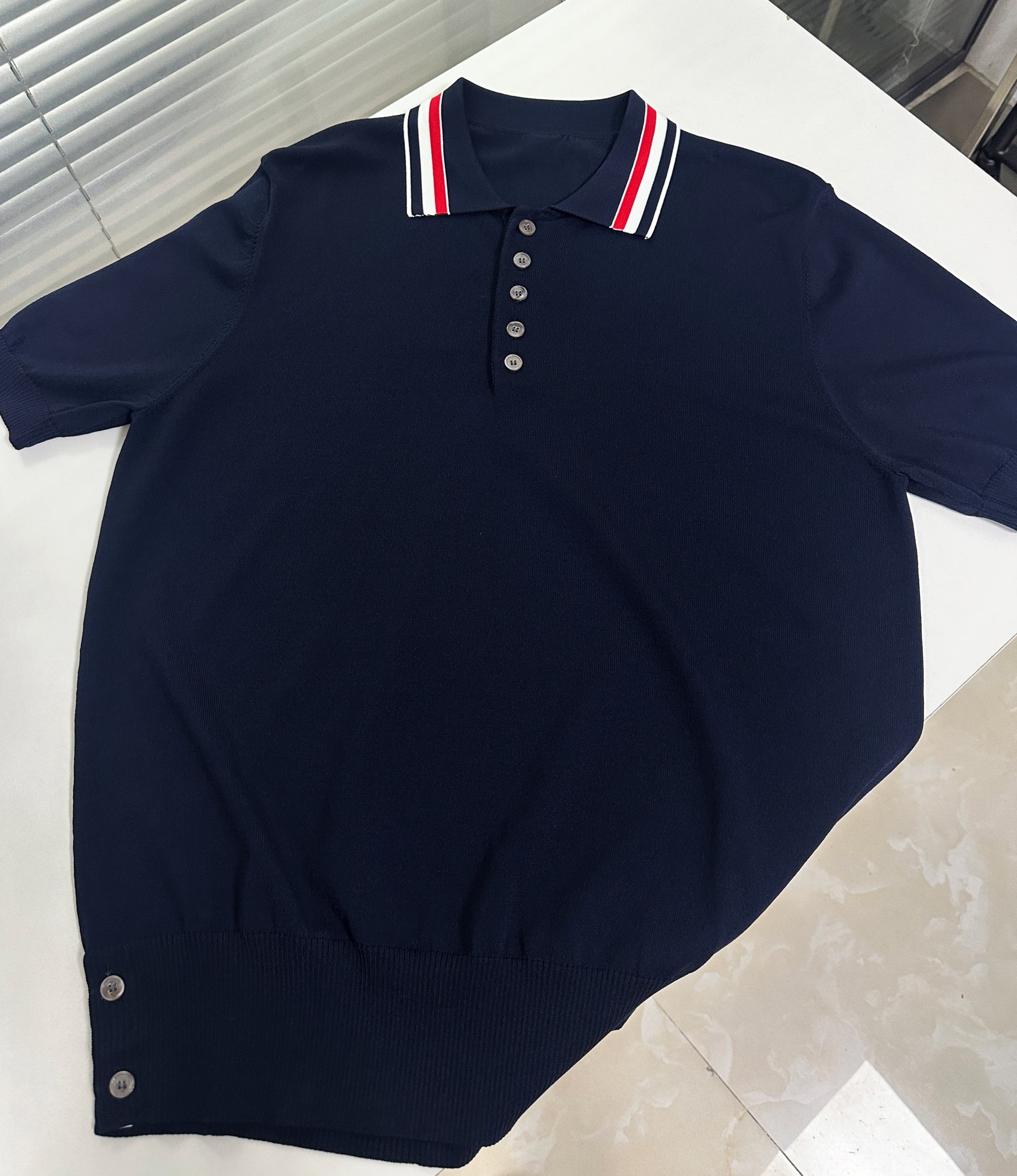 White and Dark Blue T-Shirt - FashionHype.xyz