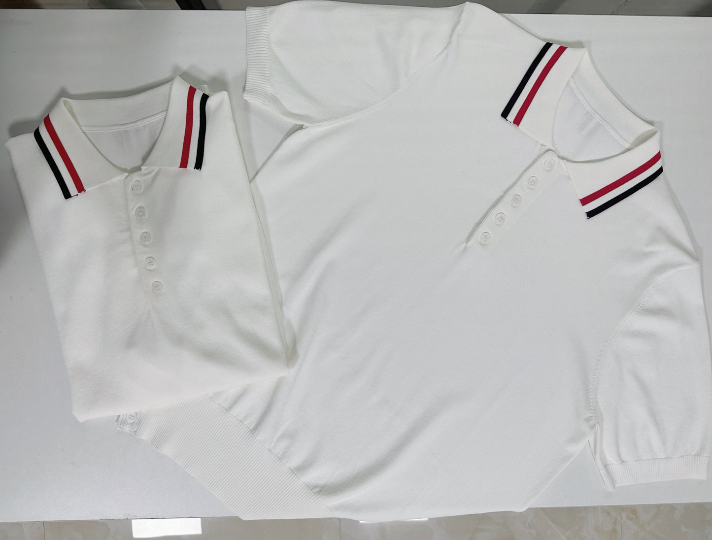 White and Dark Blue T-Shirt - FashionHype.xyz