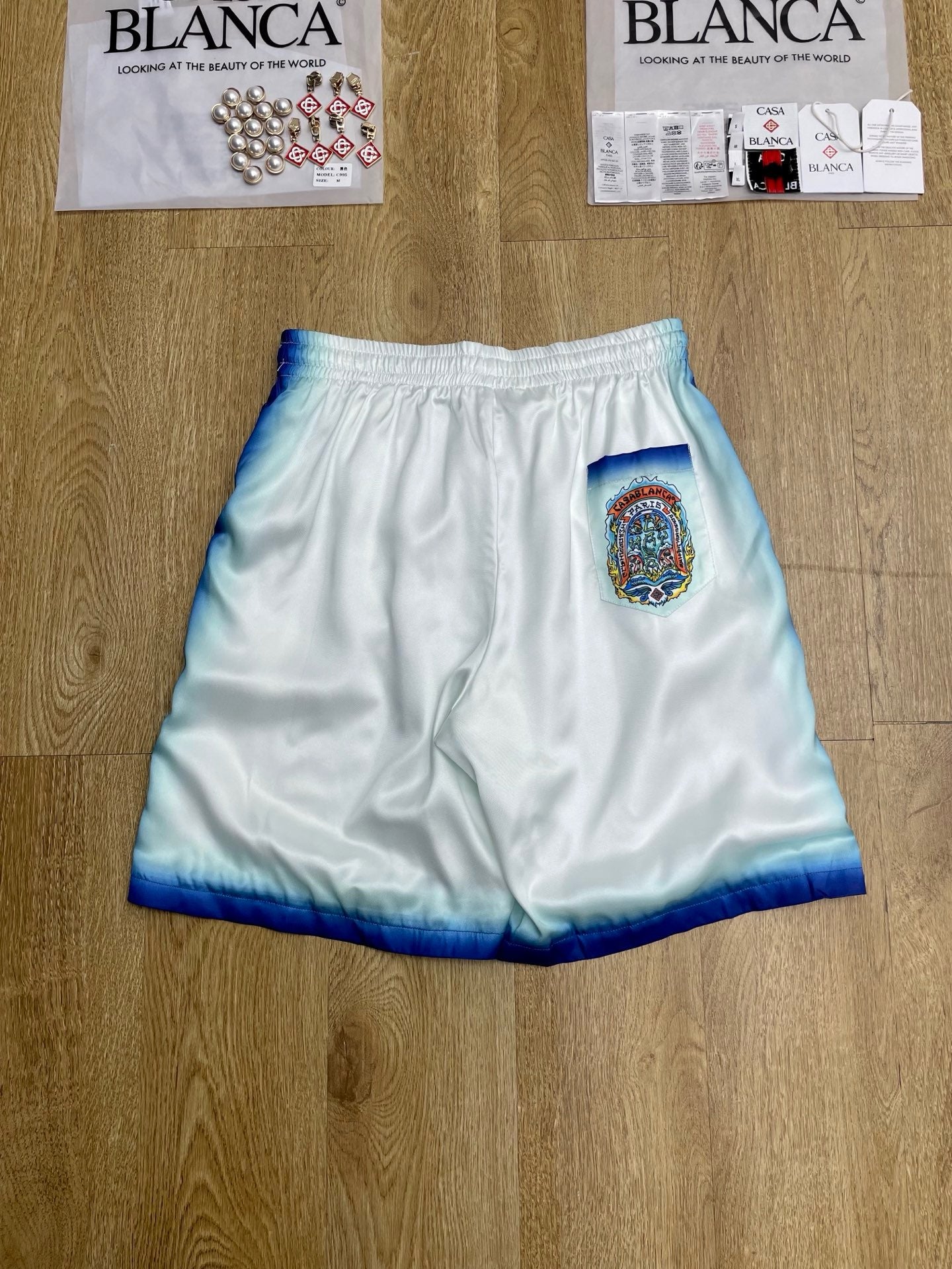 Weiß Blau Short