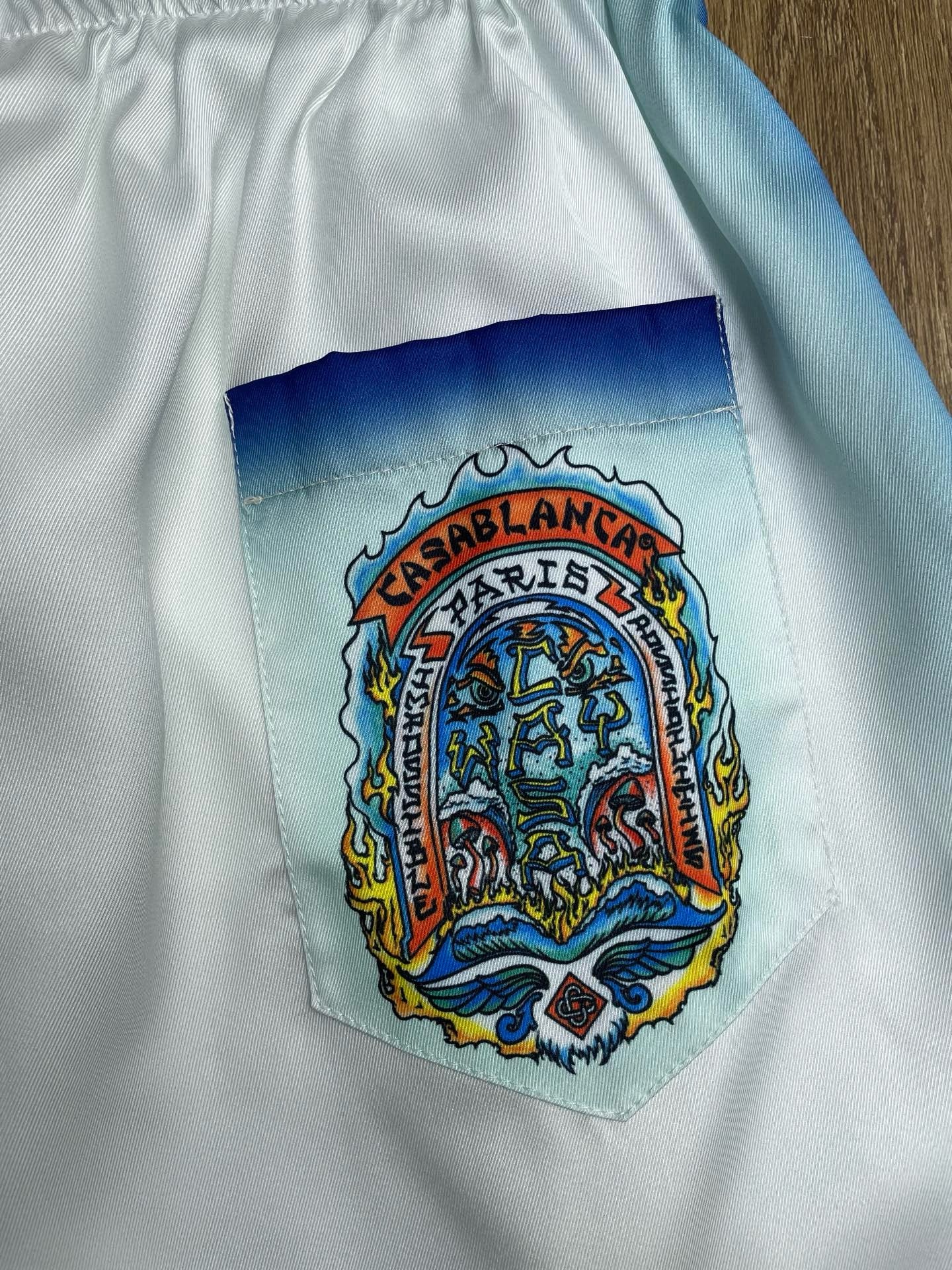 Weiß Blau Short