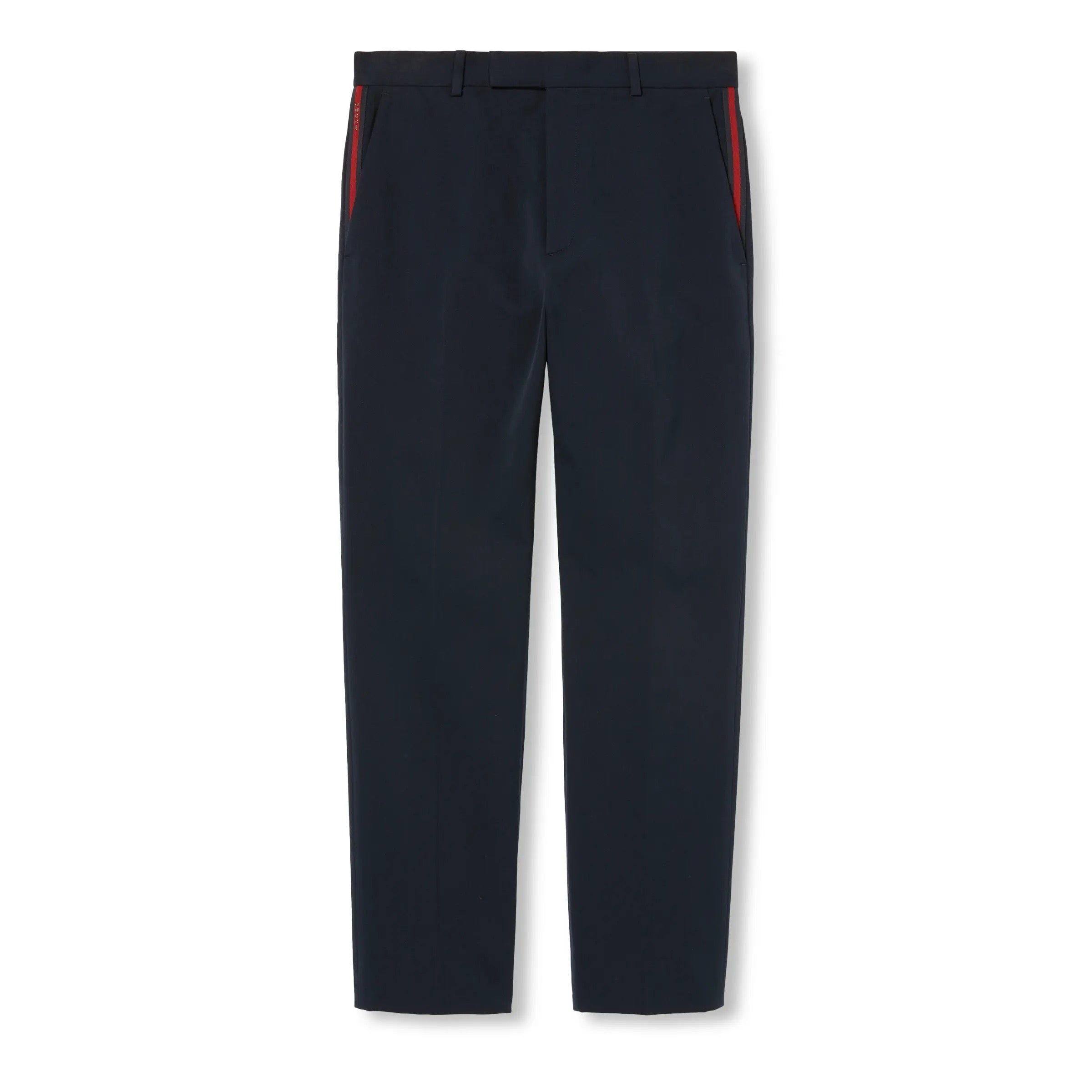 Dunkelblaue und aprikosenfarbene Hose