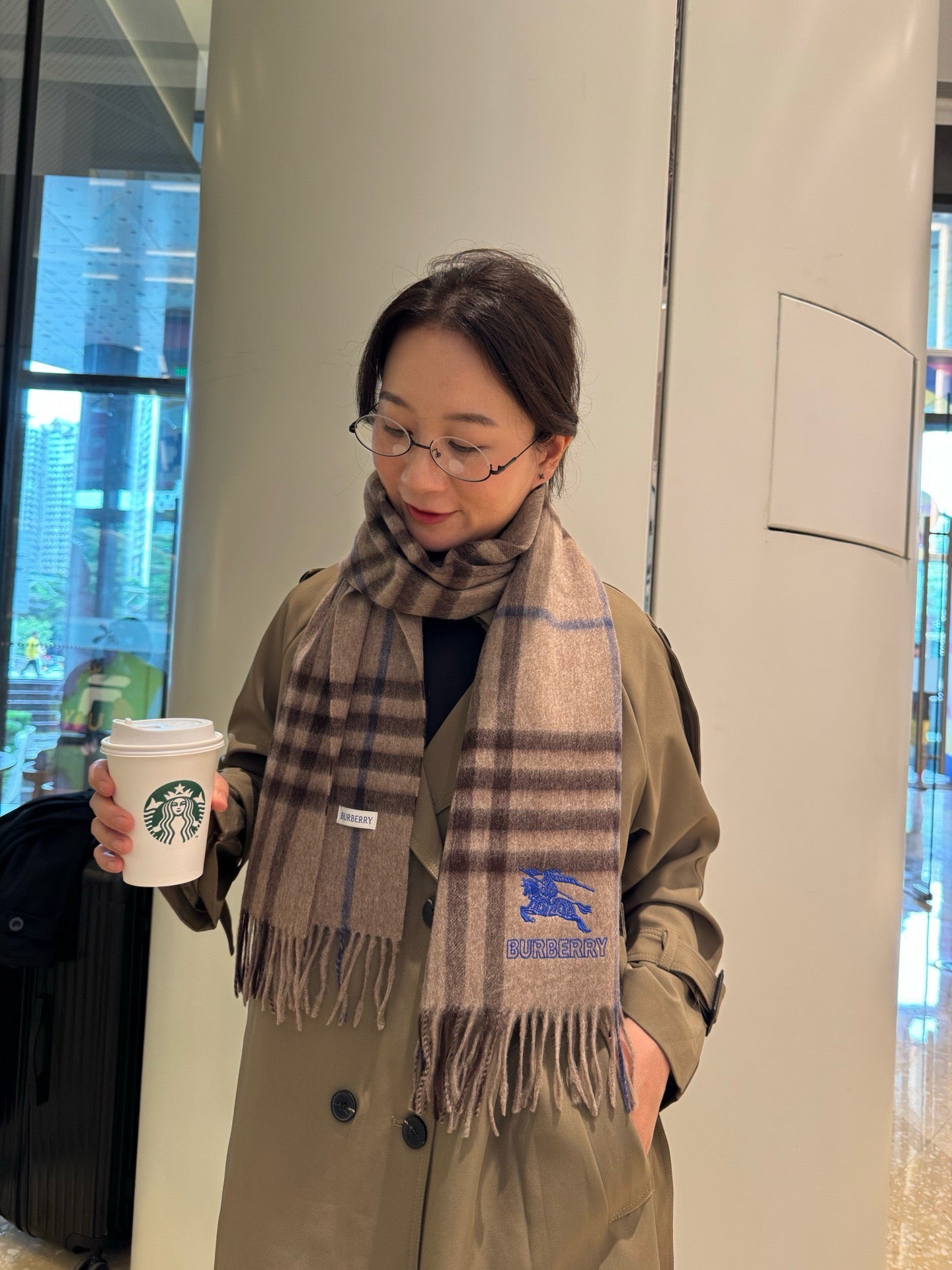 Brown and Dark Blue Scarf