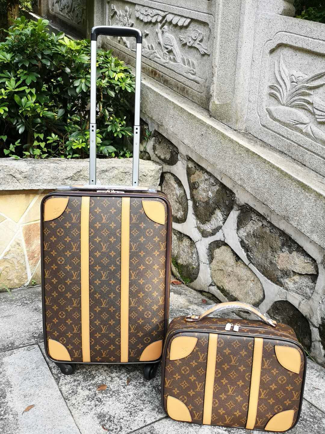 Brown and Grey Suitcase - FashionHype.xyz