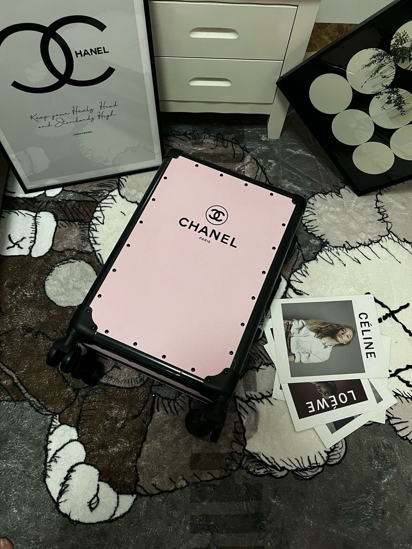 Black and Pink Suitcase - FashionHype.xyz