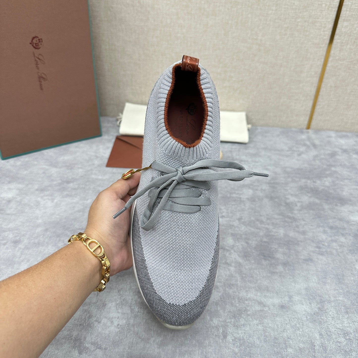 Grey, Blue, Brown, and Green Shoes