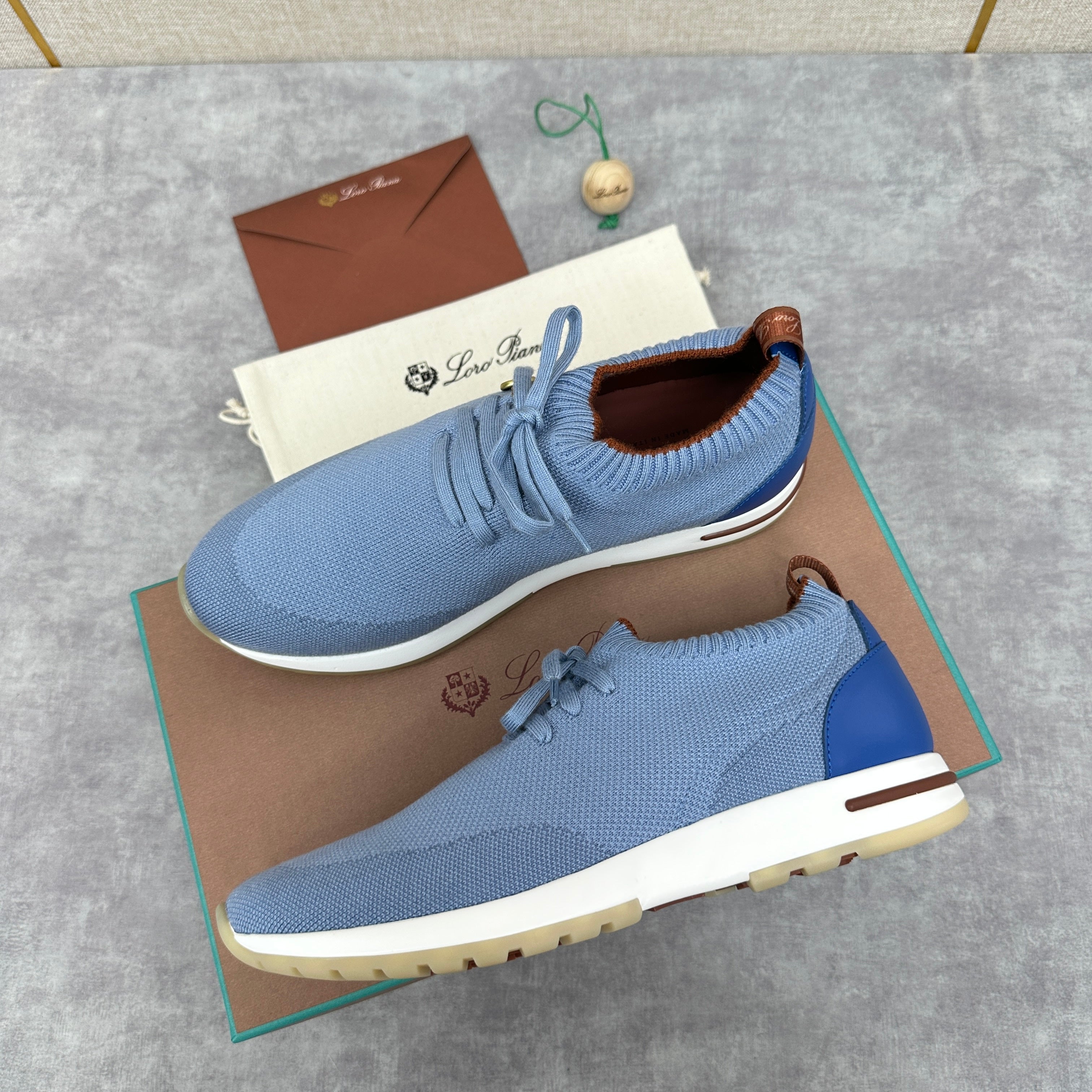Grey, Blue, Brown, and Green Shoes