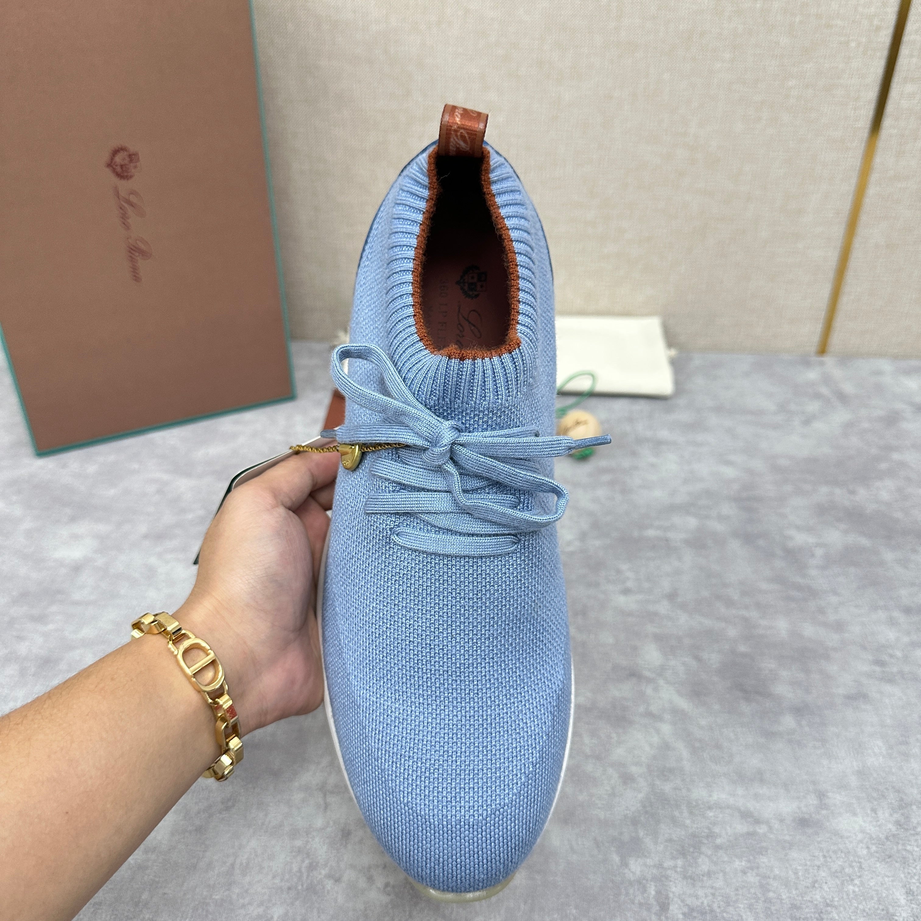 Grey, Blue, Brown, and Green Shoes