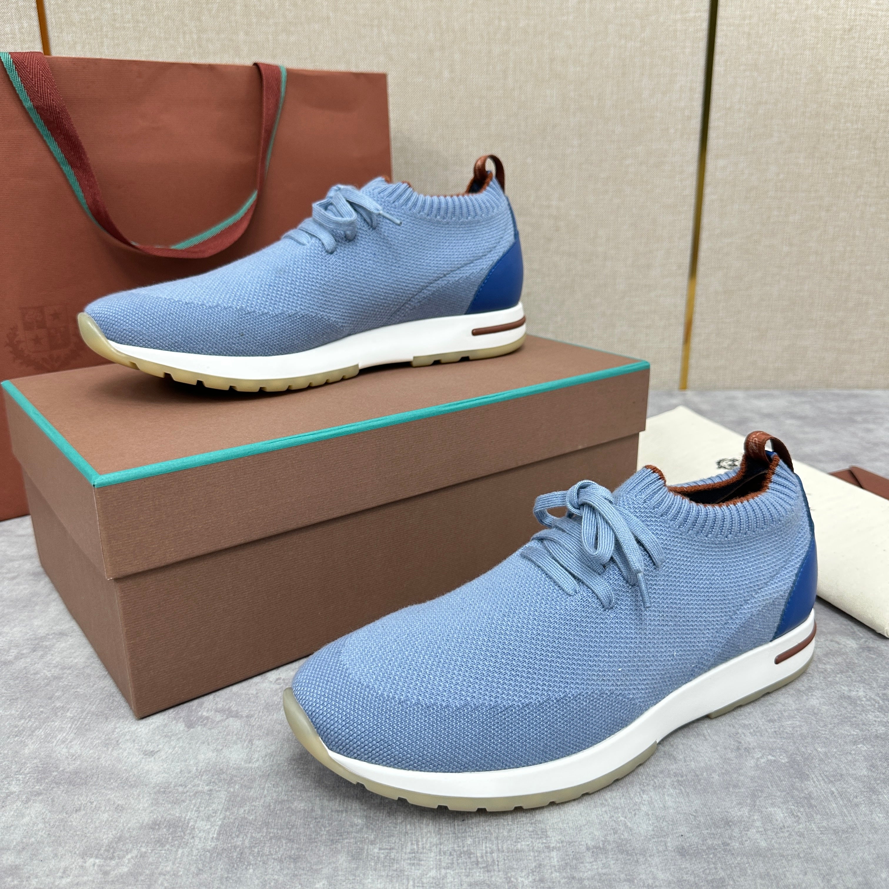 Grey, Blue, Brown, and Green Shoes