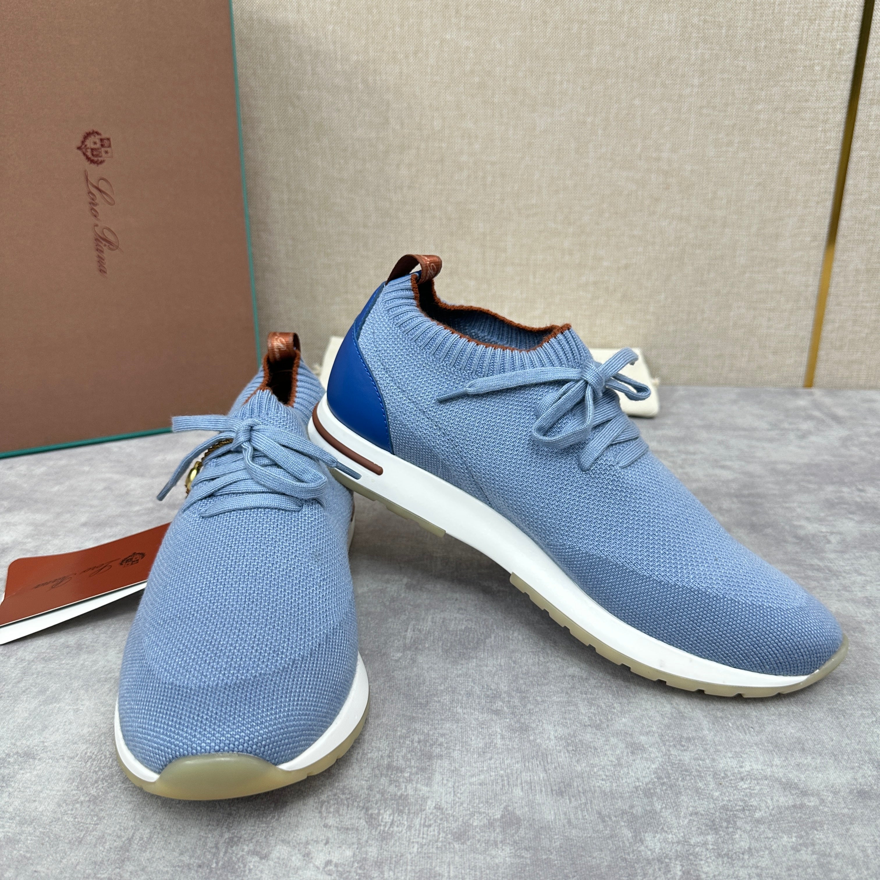 Grey, Blue, Brown, and Green Shoes