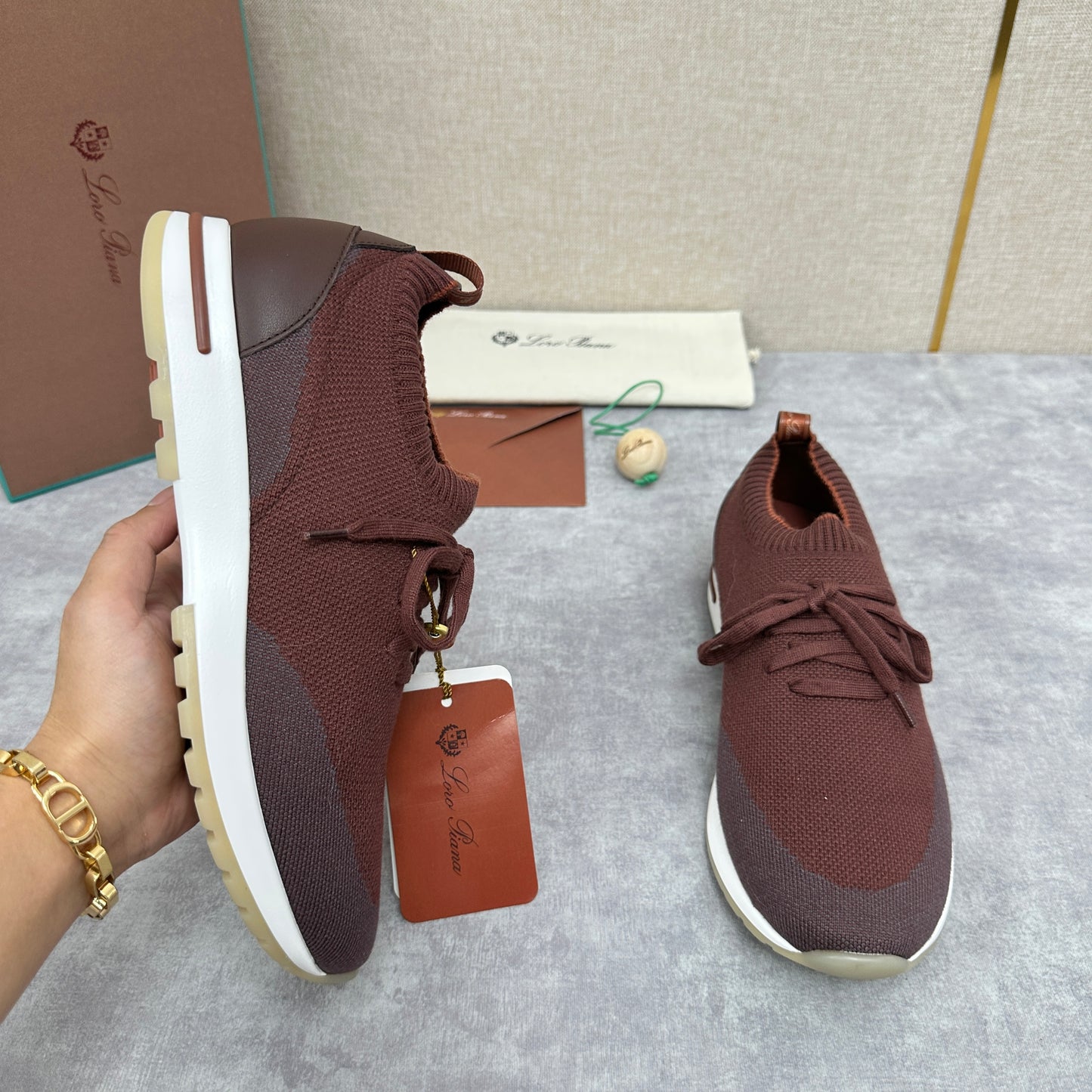 Grey, Blue, Brown, and Green Shoes