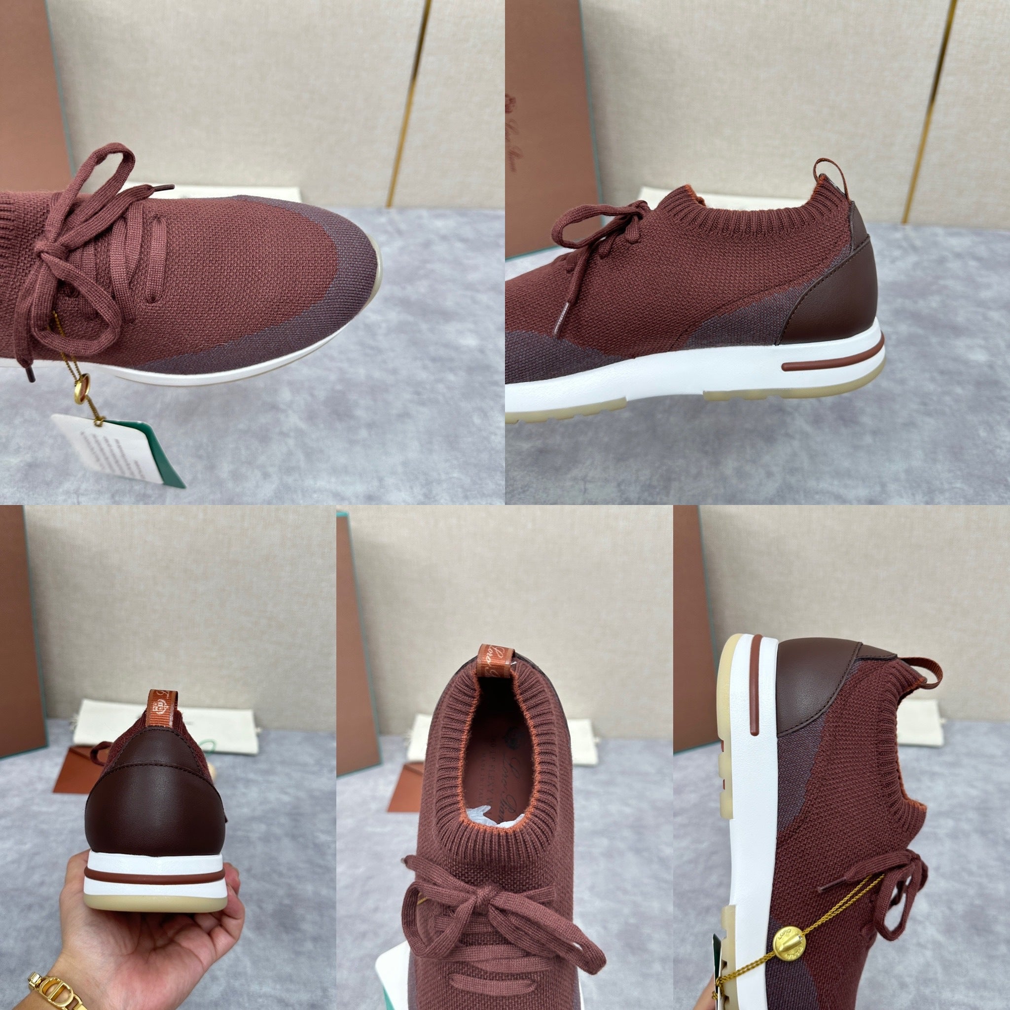 Grey, Blue, Brown, and Green Shoes