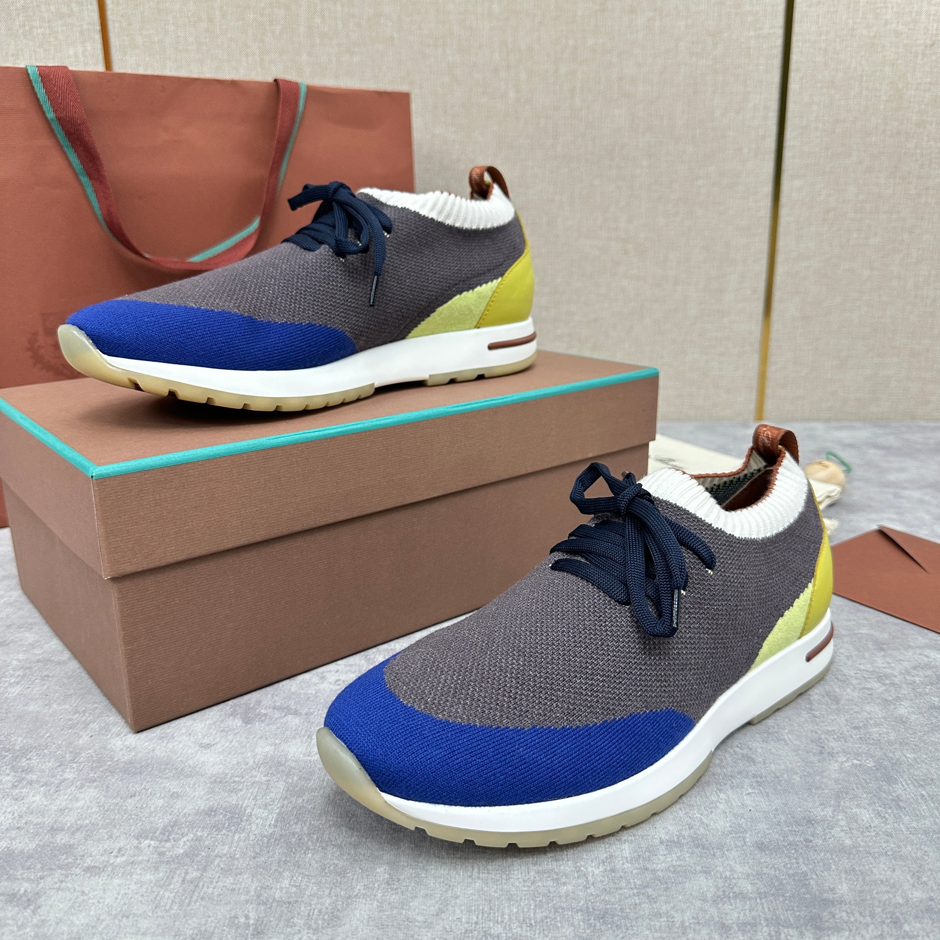 Blue, grey and Black Shoes
