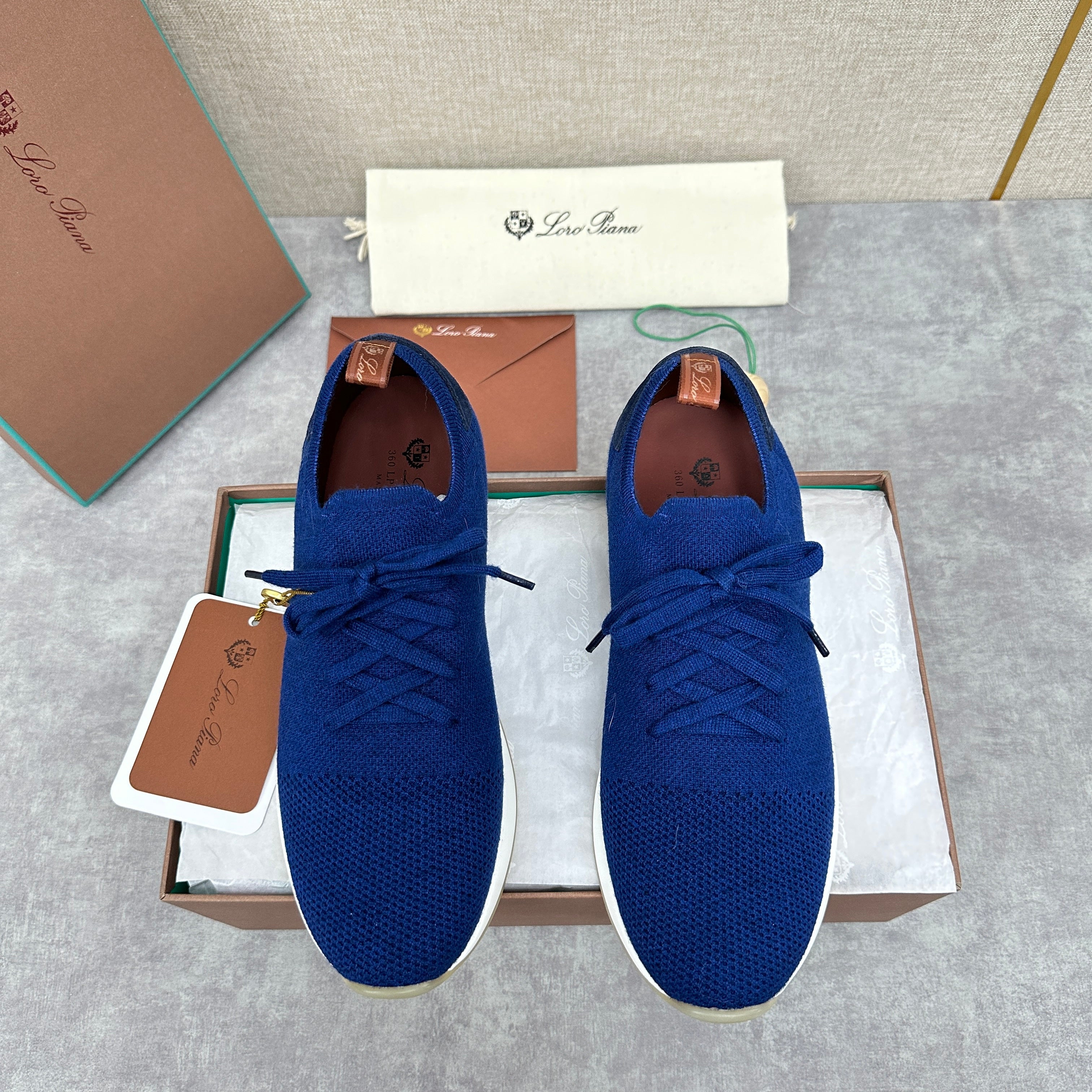 Blue, Brown, Grey and Light brown Shoes