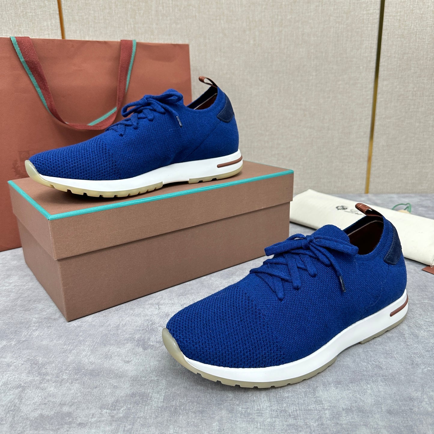 Blue, Brown, Grey and Light brown Shoes