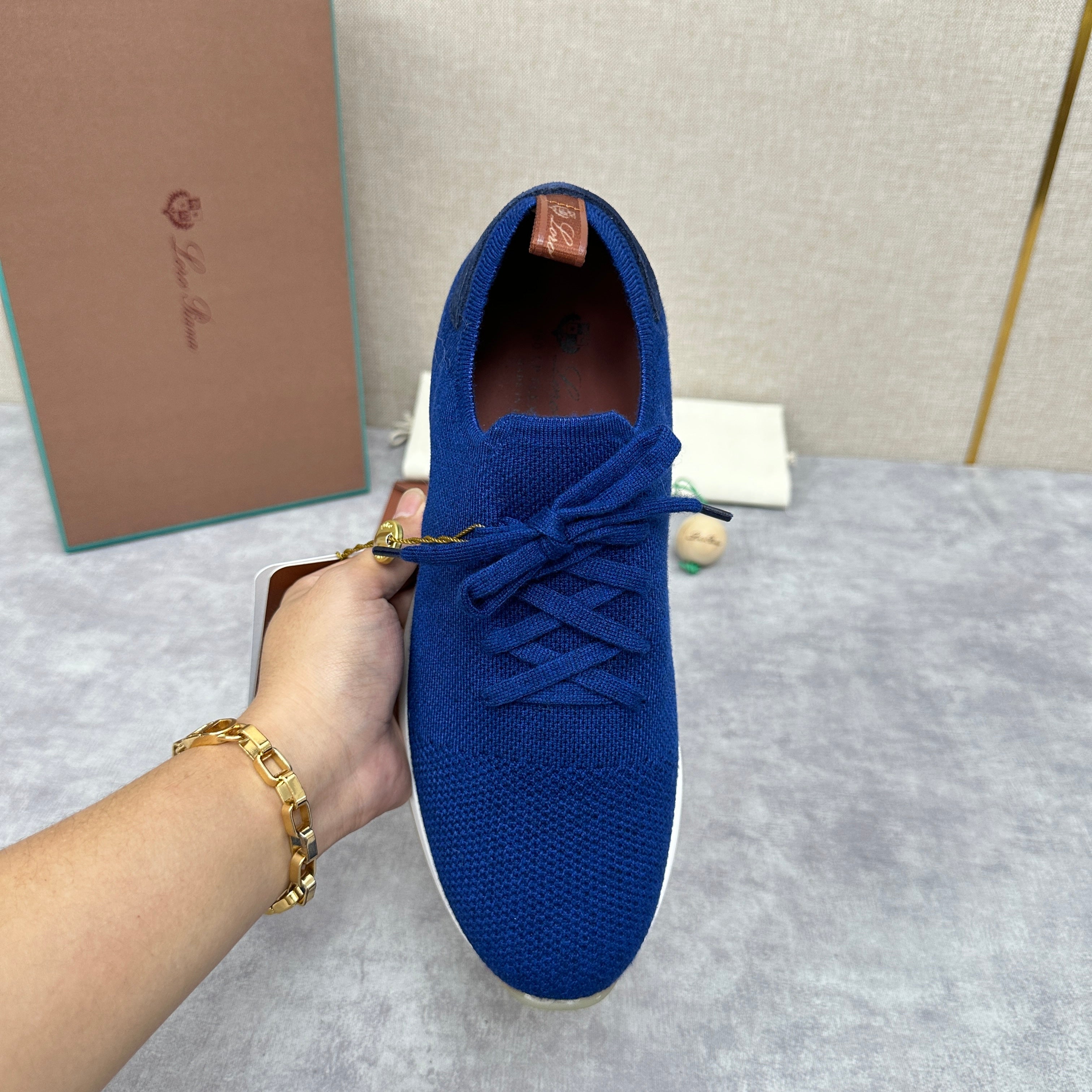 Blue, Brown, Grey and Light brown Shoes