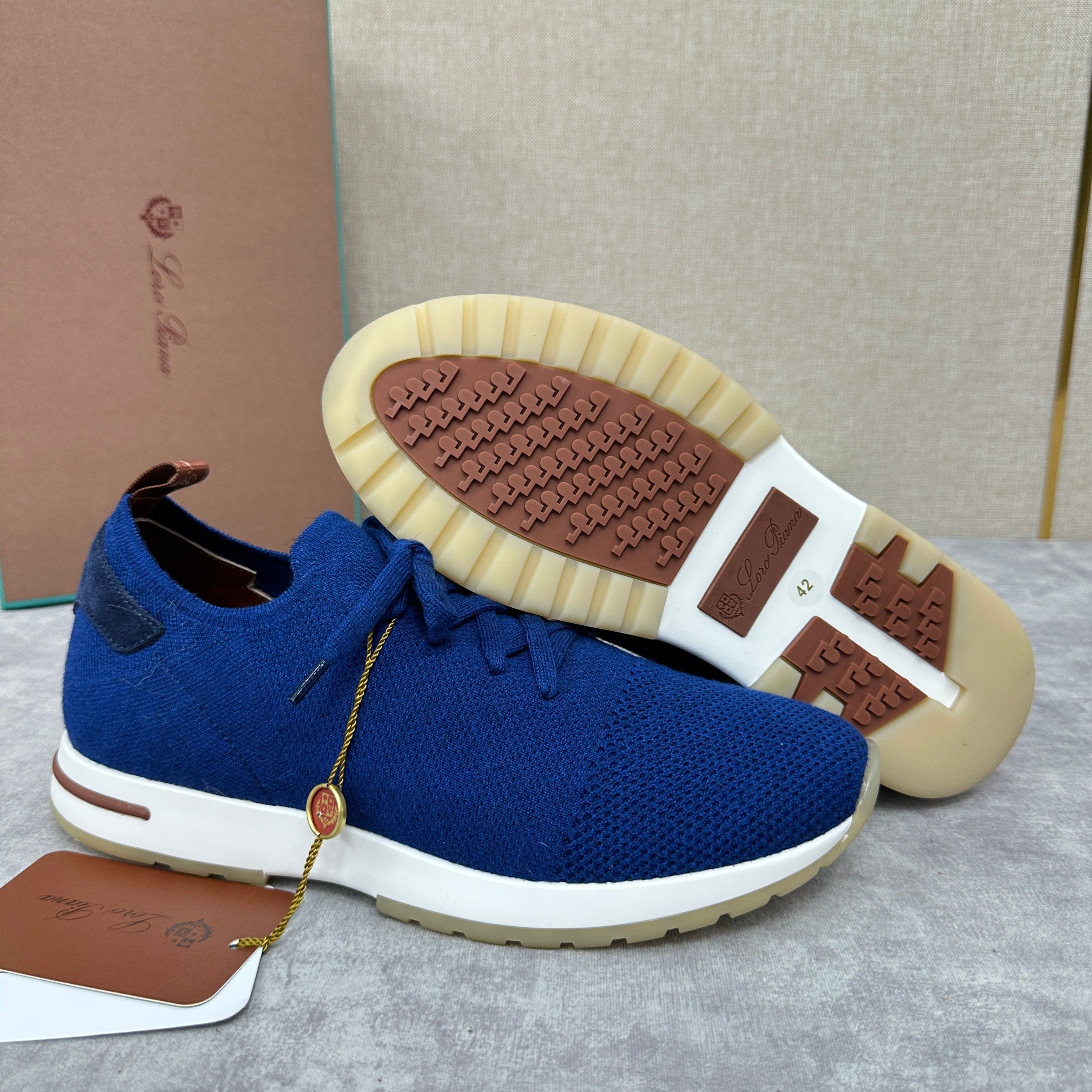Blue, Brown, Grey and Light brown Shoes
