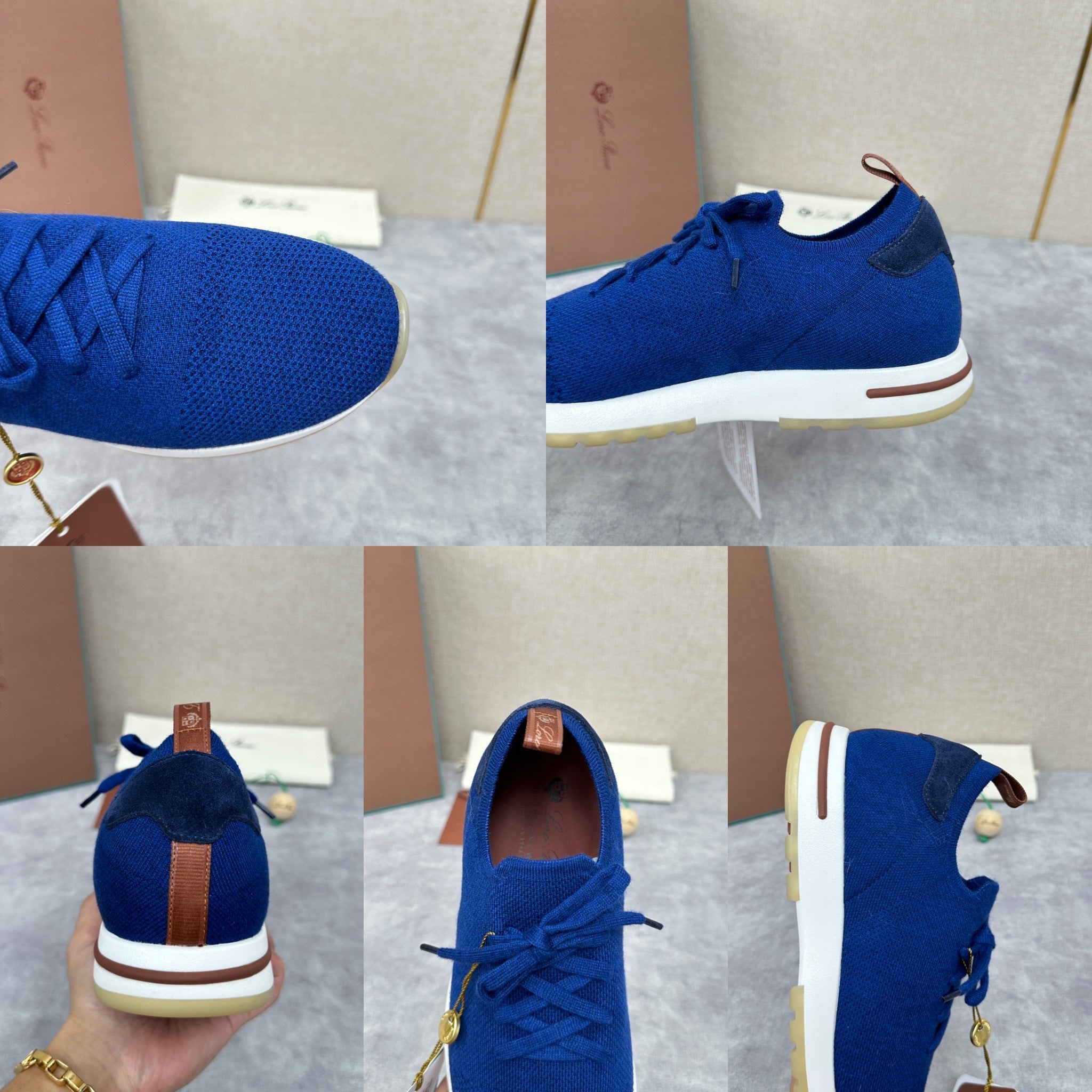 Blue, Brown, Grey and Light brown Shoes
